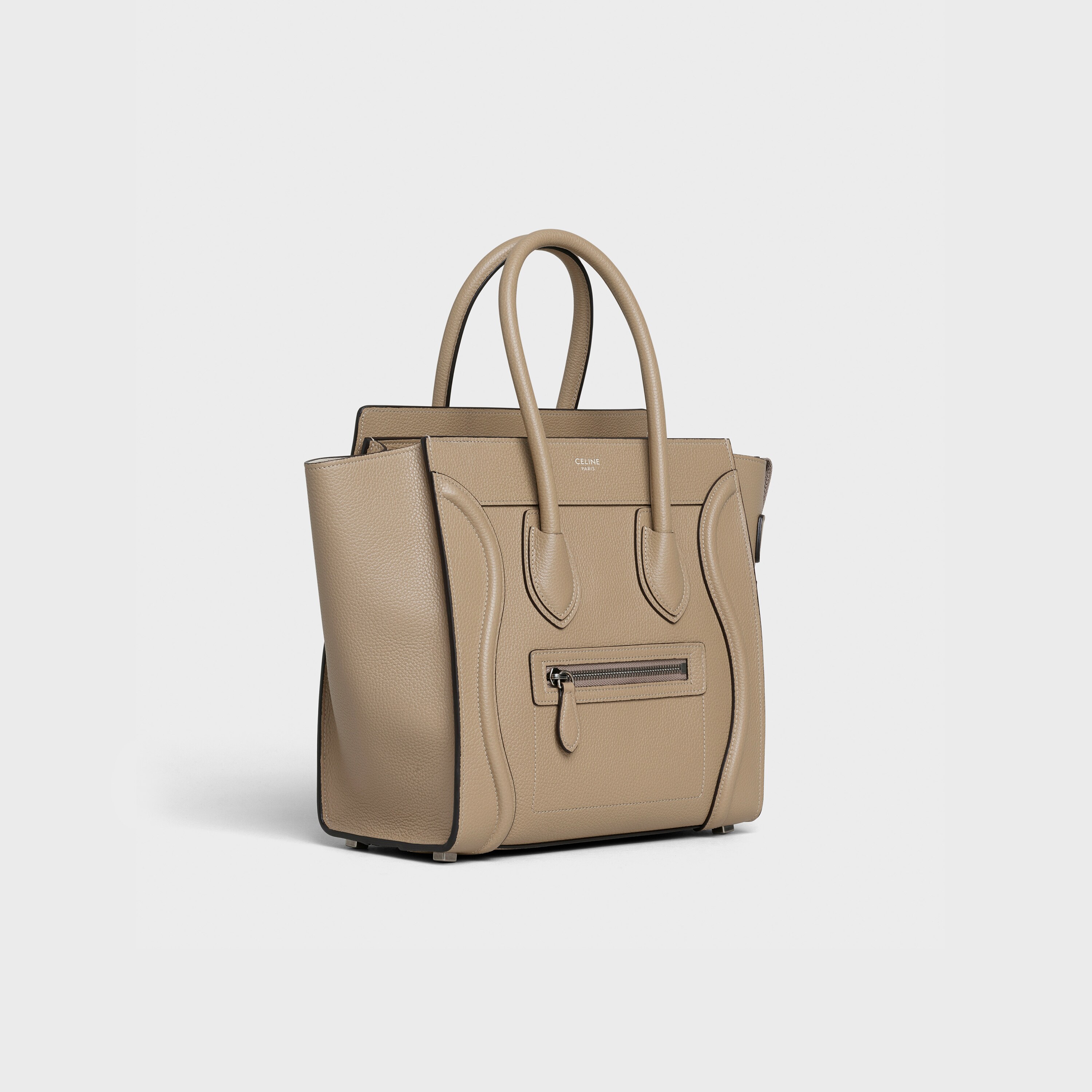 MICRO LUGGAGE HANDBAG IN DRUMMED CALFSKIN - DUNE