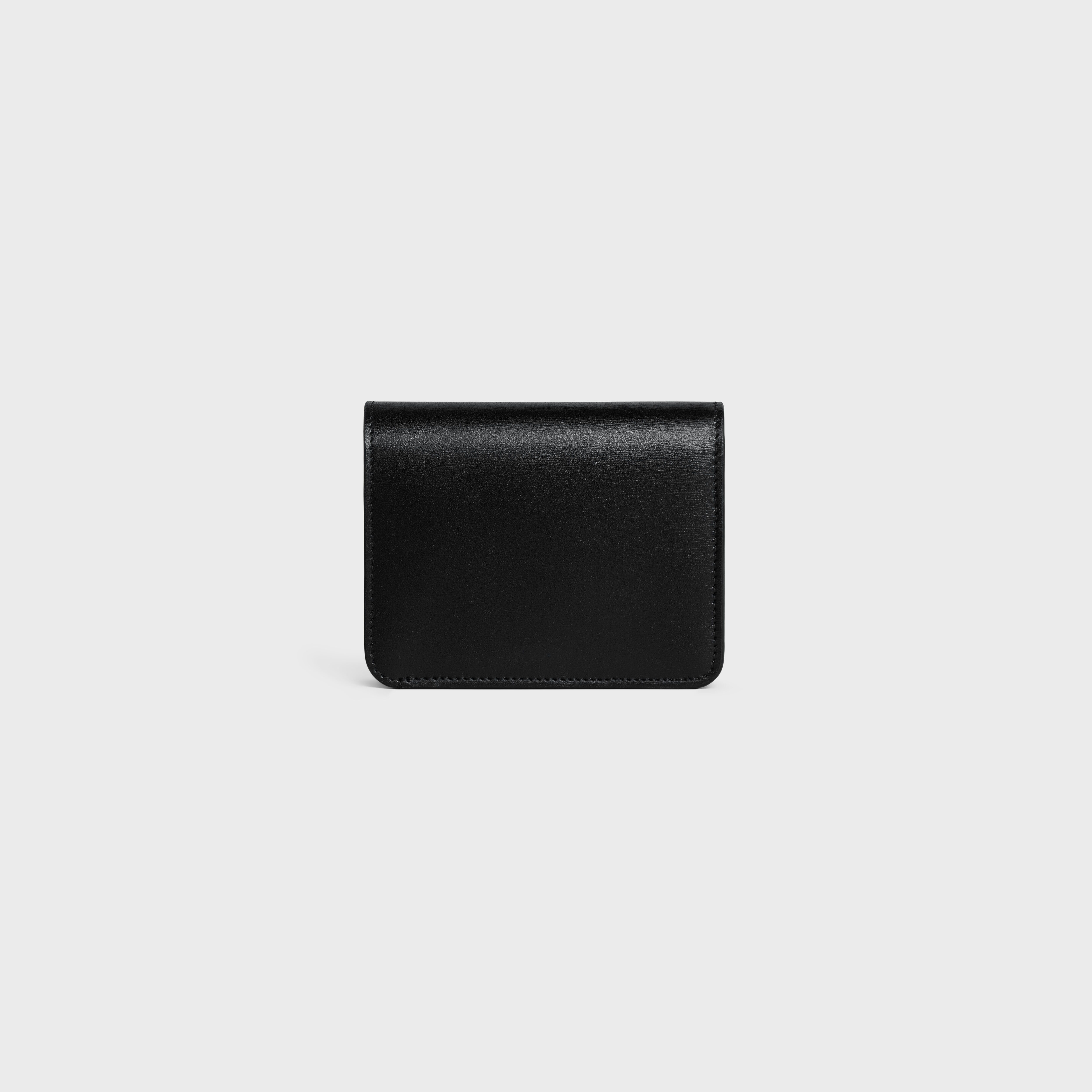 COMPACT ZIPPED WALLET CUIR TRIOMPHE IN SMOOTH CALFSKIN - BLACK