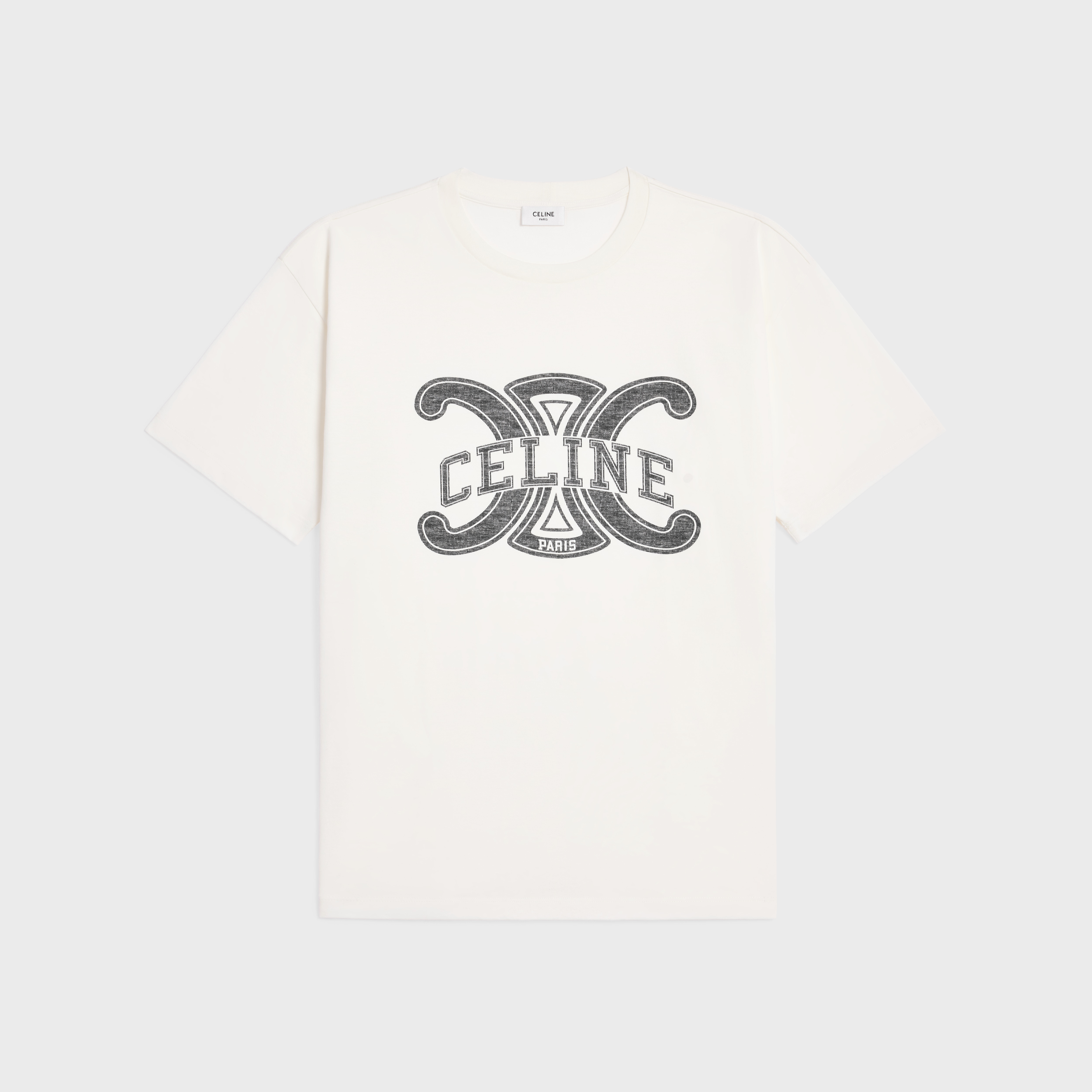 loose t-shirt IN cotton jersey - OFF WHITE / BLACK | CELINE
