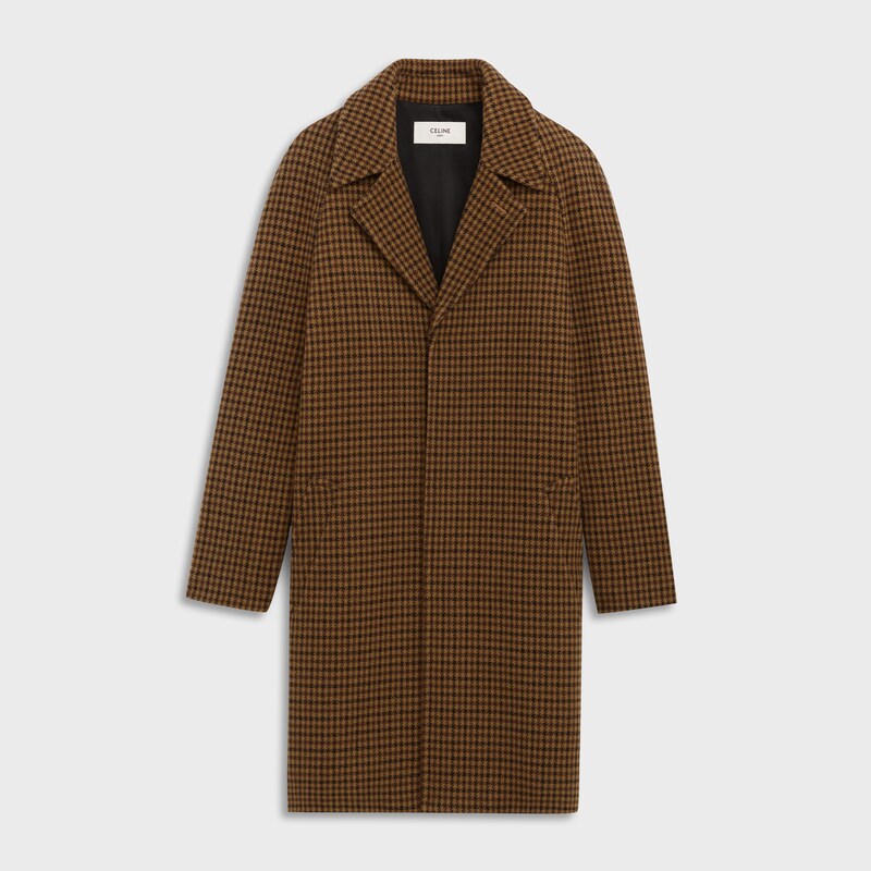 MAC COAT WITH 3 BUTTONS IN HOUNDSTOOTH WOOL | CELINE