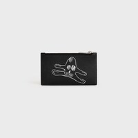 Zipped card holder in grained calfskin with André Butzer "WANDERER" print - Black - 390 RUE SAINT-HONORE - 1 | CELINE