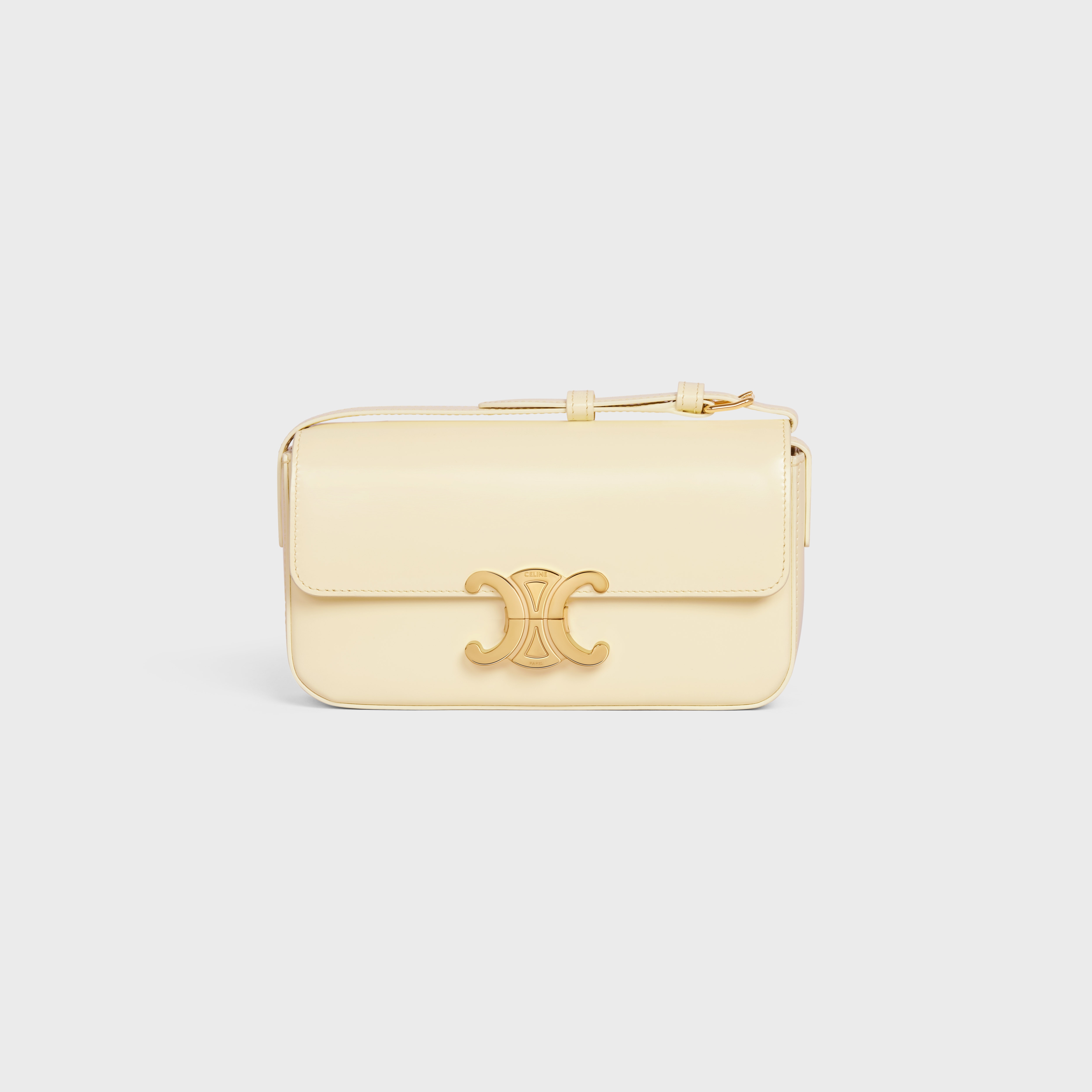 Teen Triomphe Bag In Shiny Calfskin Soft Yellow CELINE