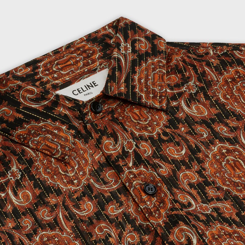 loose shirt in printed silk lamé - null | CELINE