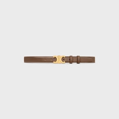 CL LARGE 35MM TWIN TRIOMPHE BELT IN BRONZE BROWN CALFSKIN SILVER HARDWARE
