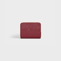 Cartera compacta de piel de becerro con textura granulada y cremallera - Burdeos Claro - 390 RUE SAINT-HONORE - 2 | CELINE