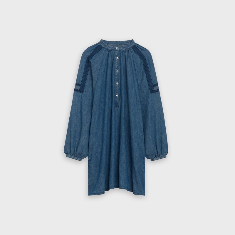 MINI DRESS IN EMBROIDERED LIGHTWEIGHT DENIM | CELINE