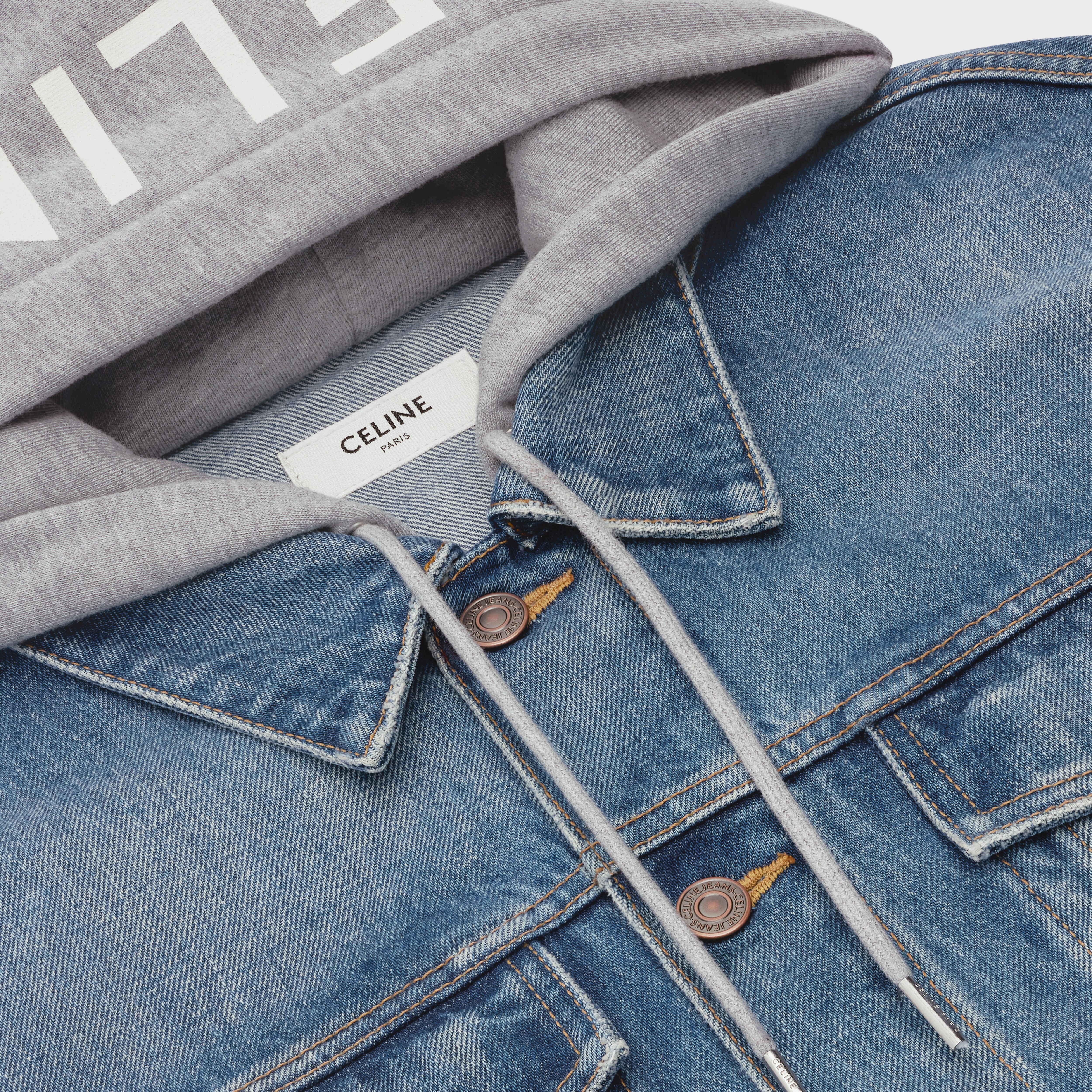 TRUCKER JACKET WITH HOOD IN UNION WASH 