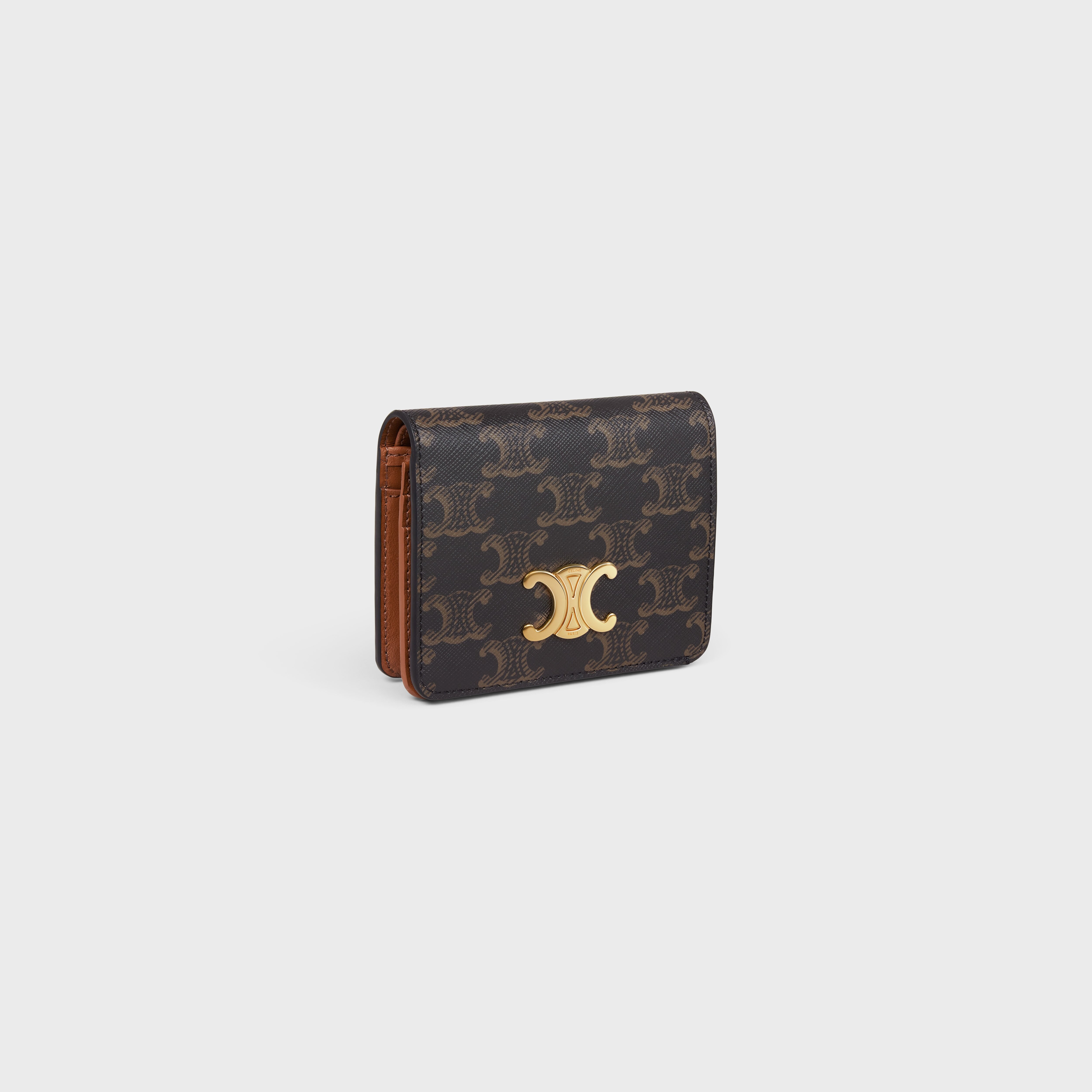 TRIOMPHE COMPACT WALLET IN TRIOMPHE CANVAS - TAN