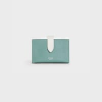 Tarjetero estilo acordeón de piel de becerro con textura granulada bicolor - Celadón / blanco - 390 RUE SAINT-HONORE - 1 | CELINE