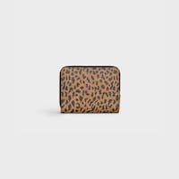 Cartera compacta de Piel de becerro con textura granulada y estampado de leopardo - Marrón / Negro - 390 RUE SAINT-HONORE - 2 | CELINE