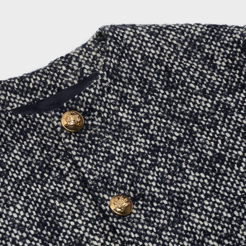 crew neck jacket in basketweave wool - null | CELINE
