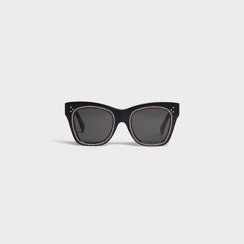 Cat Eye S004 Sunglasses in Acetate with Crystals and Metal | CELINE