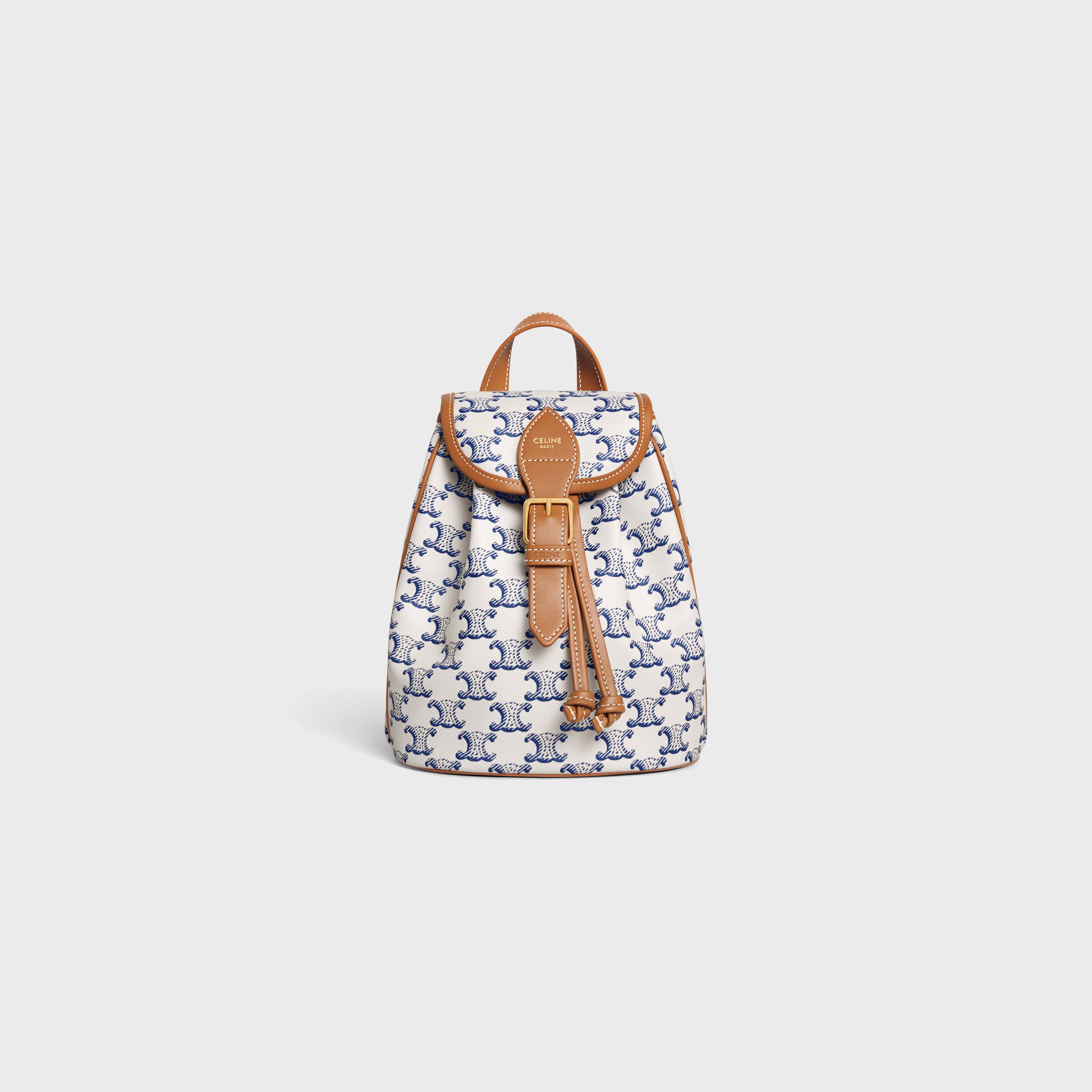 MINI BACKPACK FOLCO in Triomphe Canvas and calfskin Blue CELINE