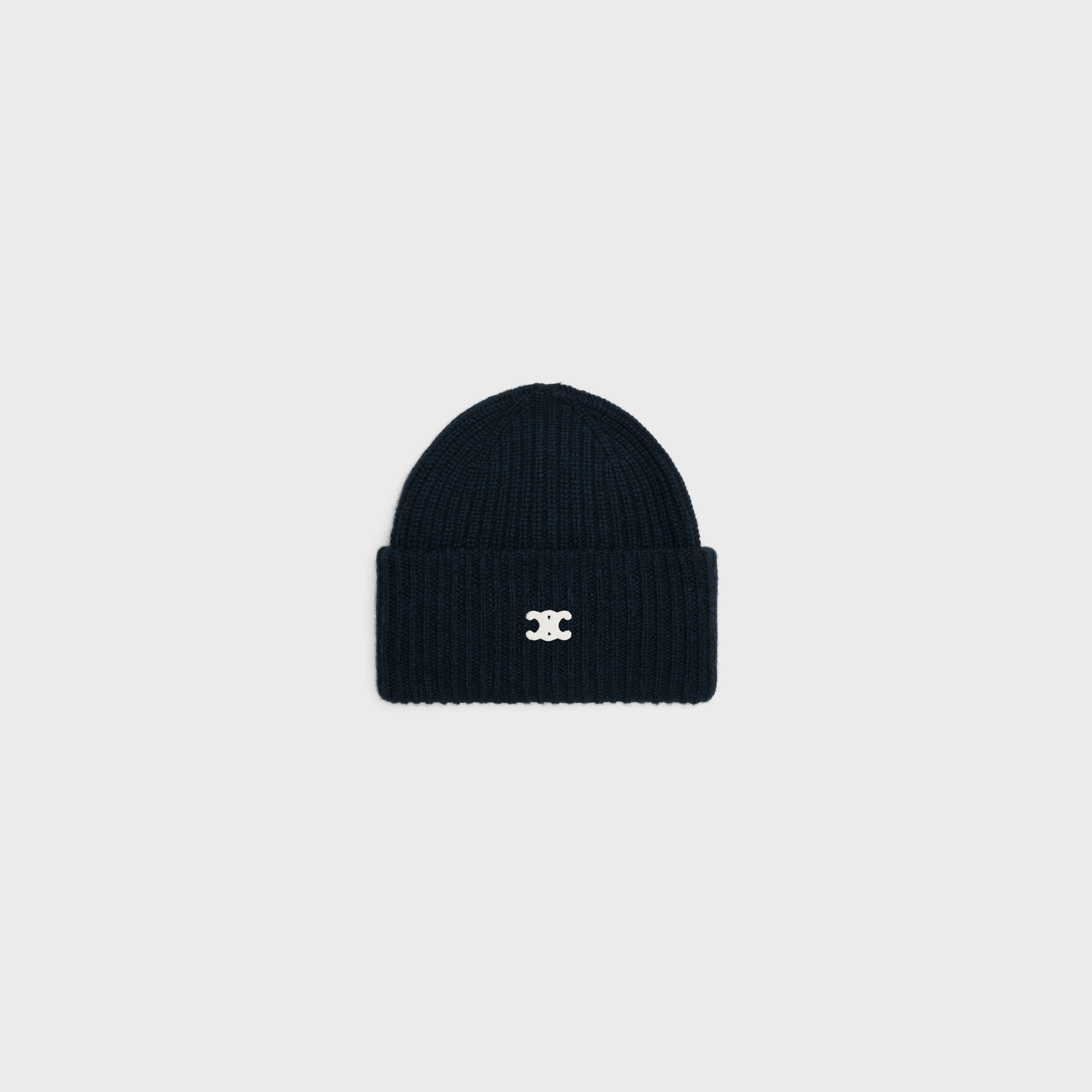 CELINE カシミヤ混 黒 ビーニー TRIOMPHE BEANIE IN SEAMLESS CASHMERE 