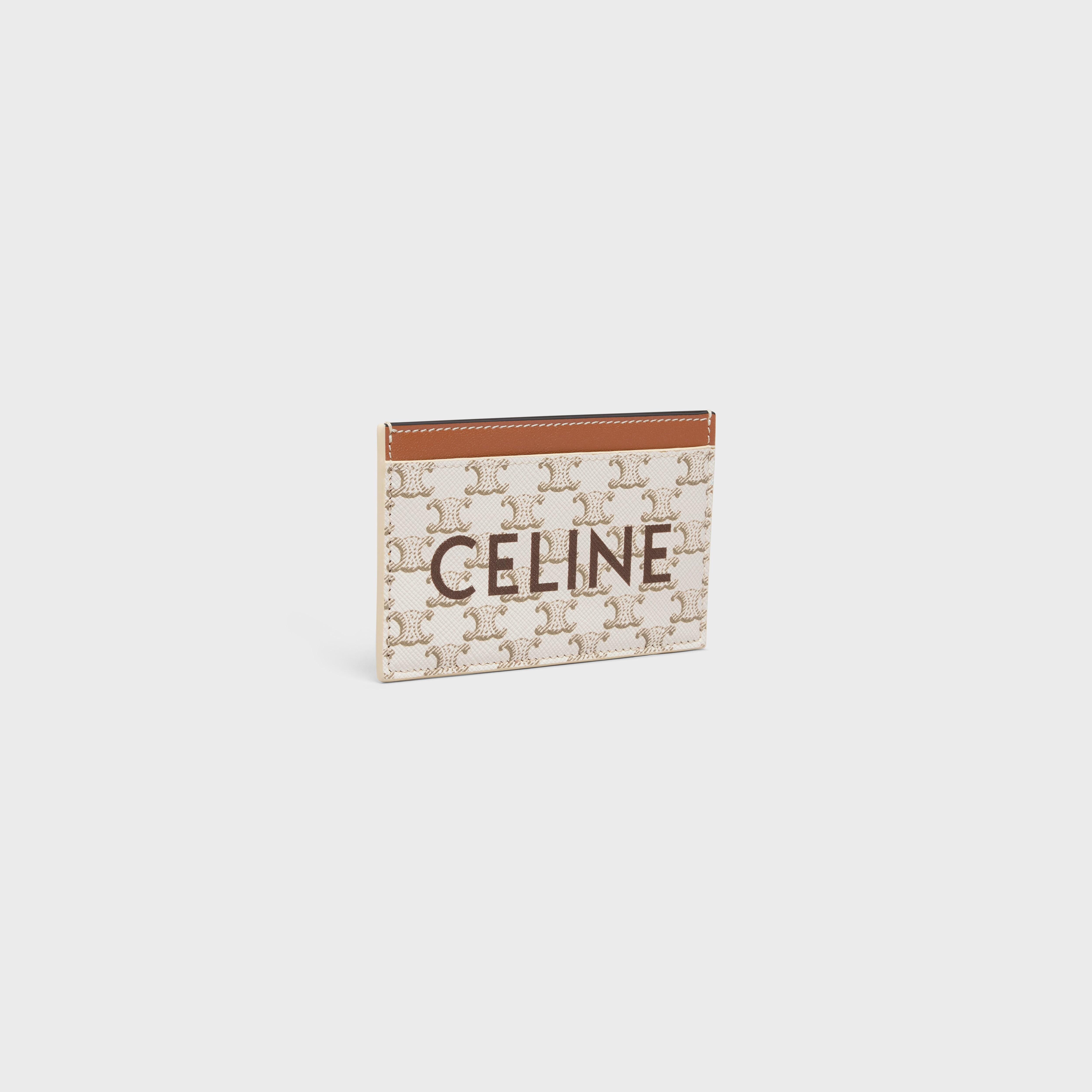 CARD HOLDER IN TRIOMPHE CANVAS WITH CELINE PRINT - TAN