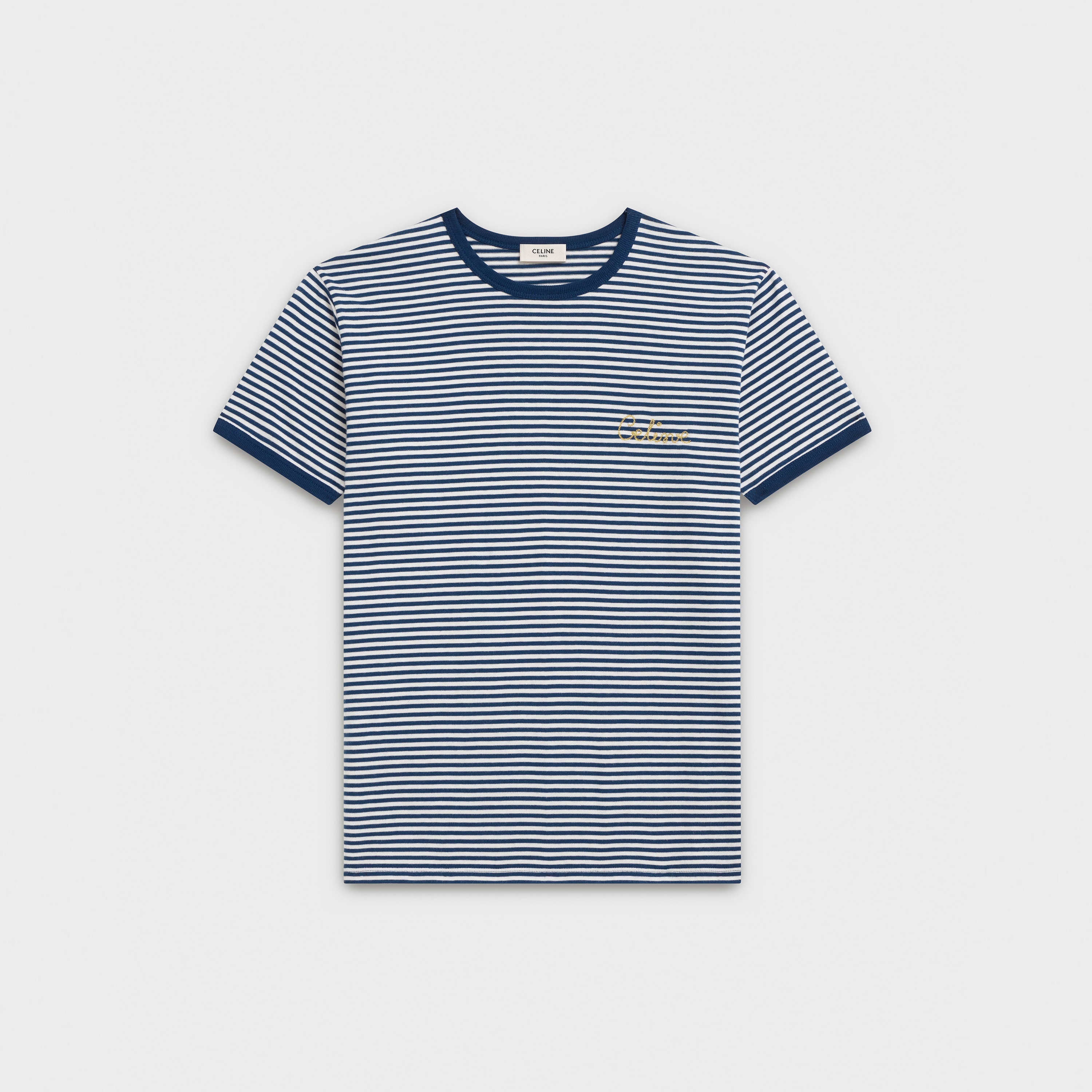 Celine embroidered t-shirt in STRIPED COTTON - null | CELINE