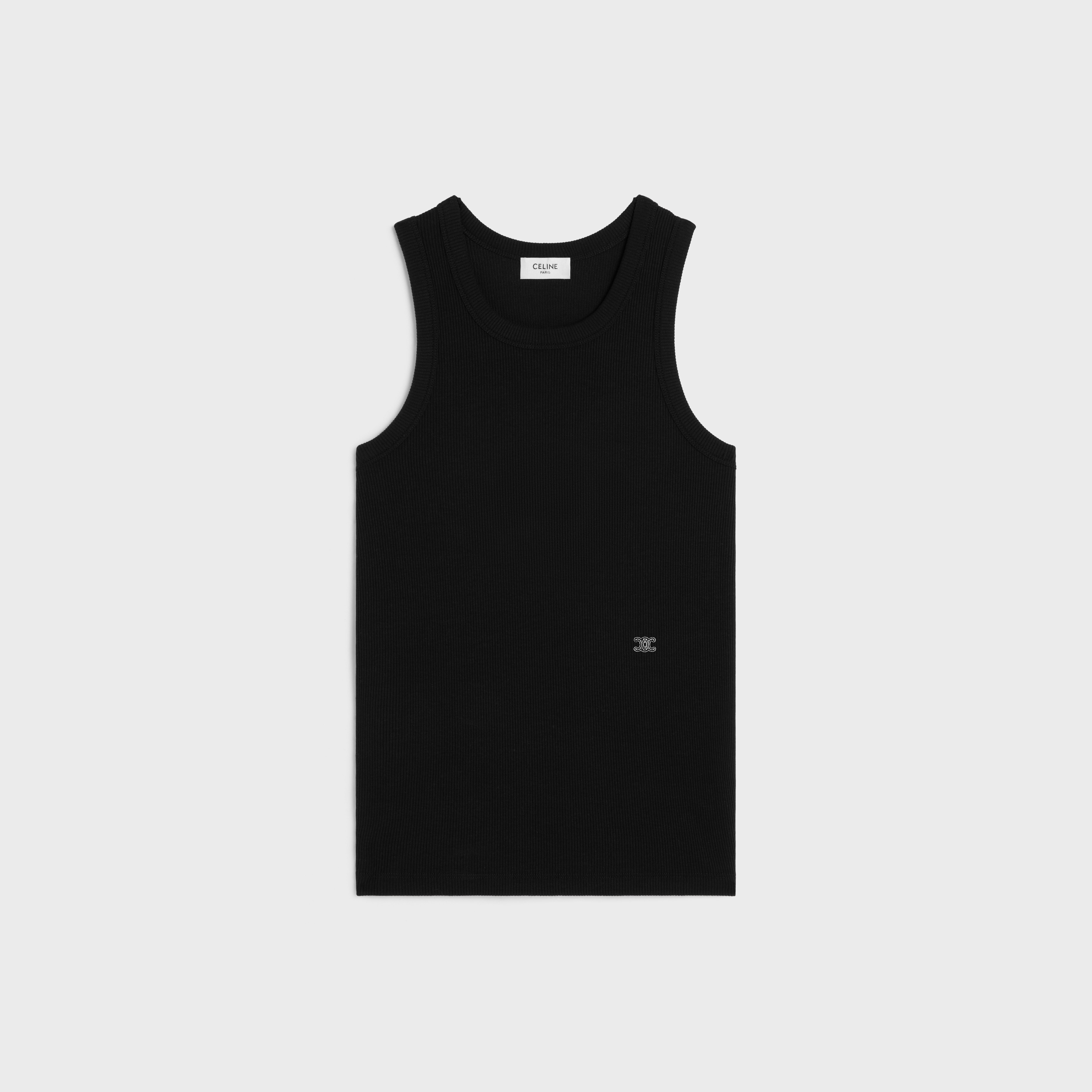 CELINE タンクトップ 黒 XS tank top IN ribbed cotton silk - BLACK 
