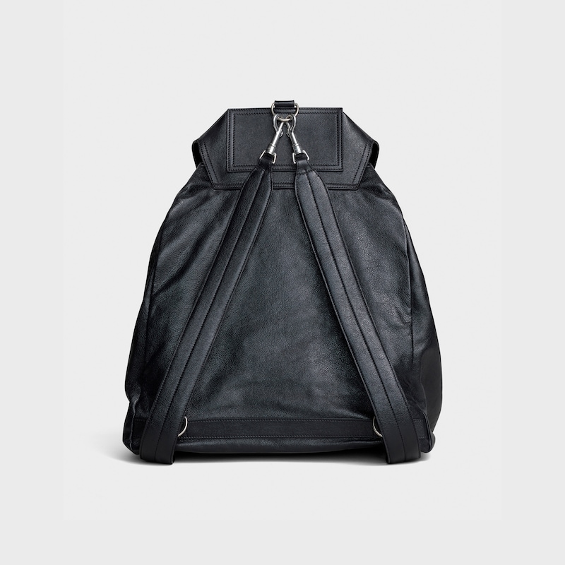 Bolsa Biker Média em pele de bezerro lisa - Preto | CELINE