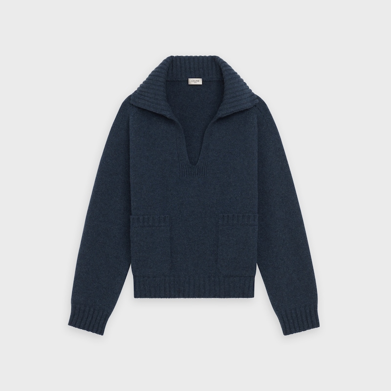 OPEN-COLLAR SWEATER IN SEAMLESS CASHMERE | CELINE