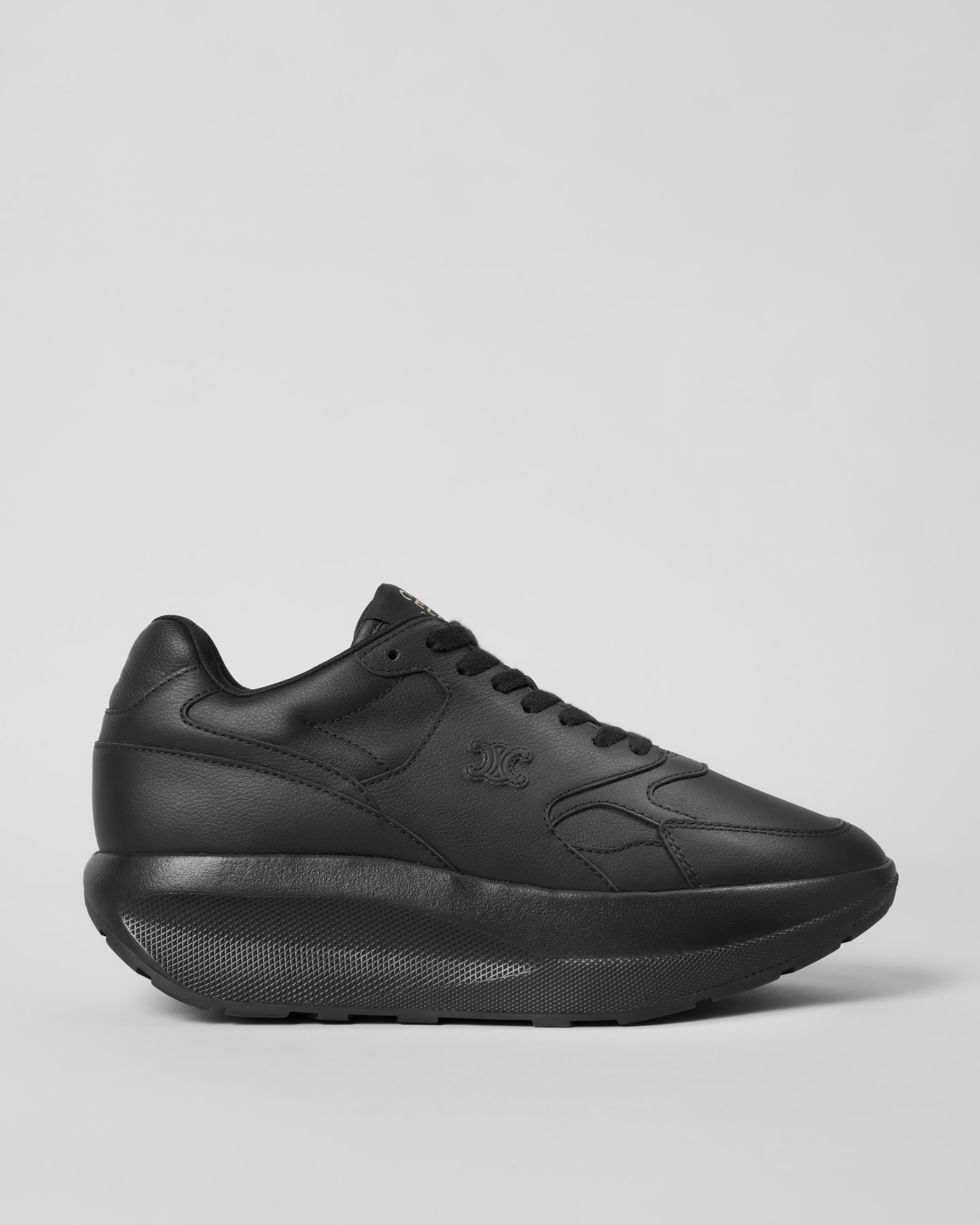 ROCK WEDGE SNEAKER IN TUMBLED CALFSKIN - BLACK | CELINE