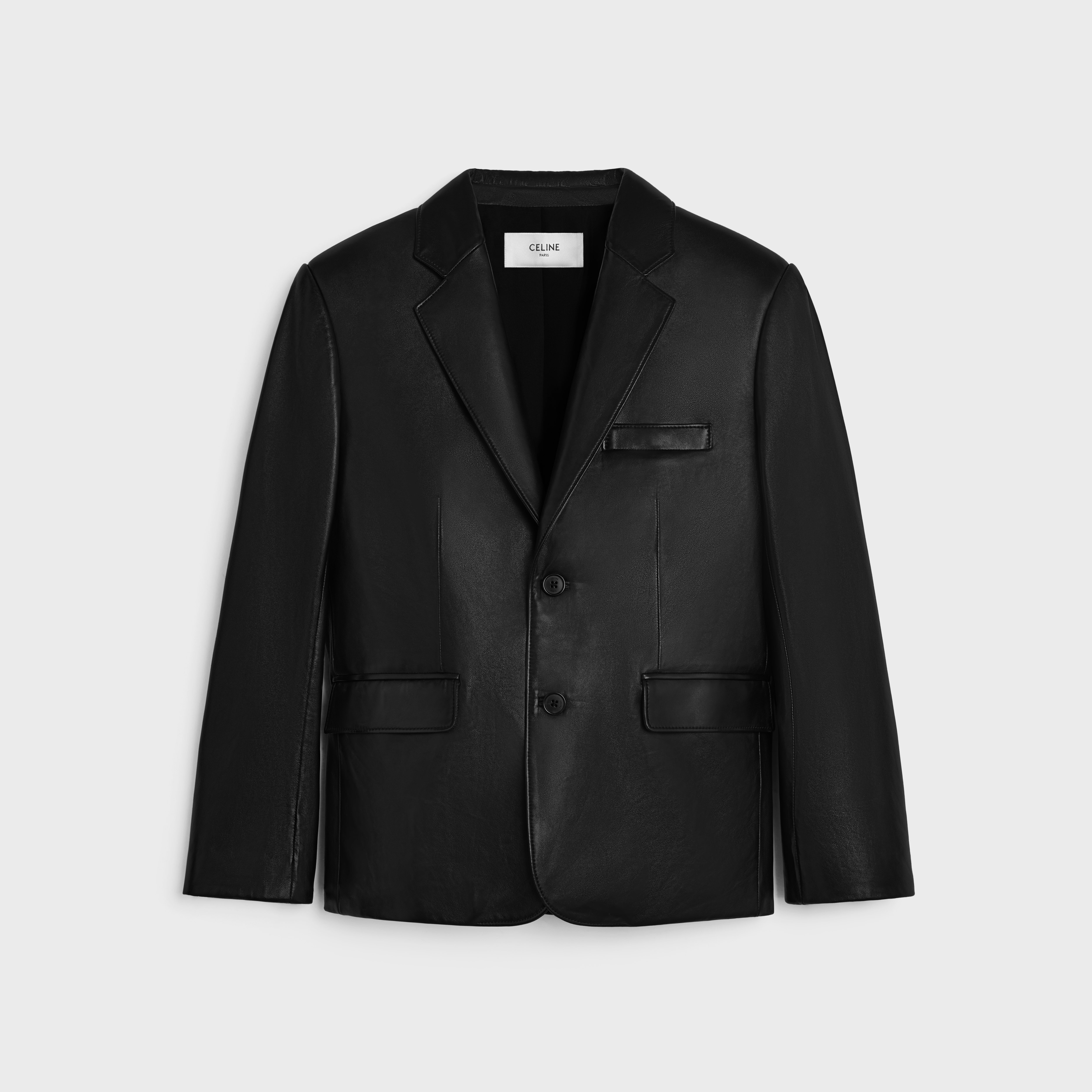 tailored jacket IN PLONGE LAMBSKIN - BLACK | CELINE