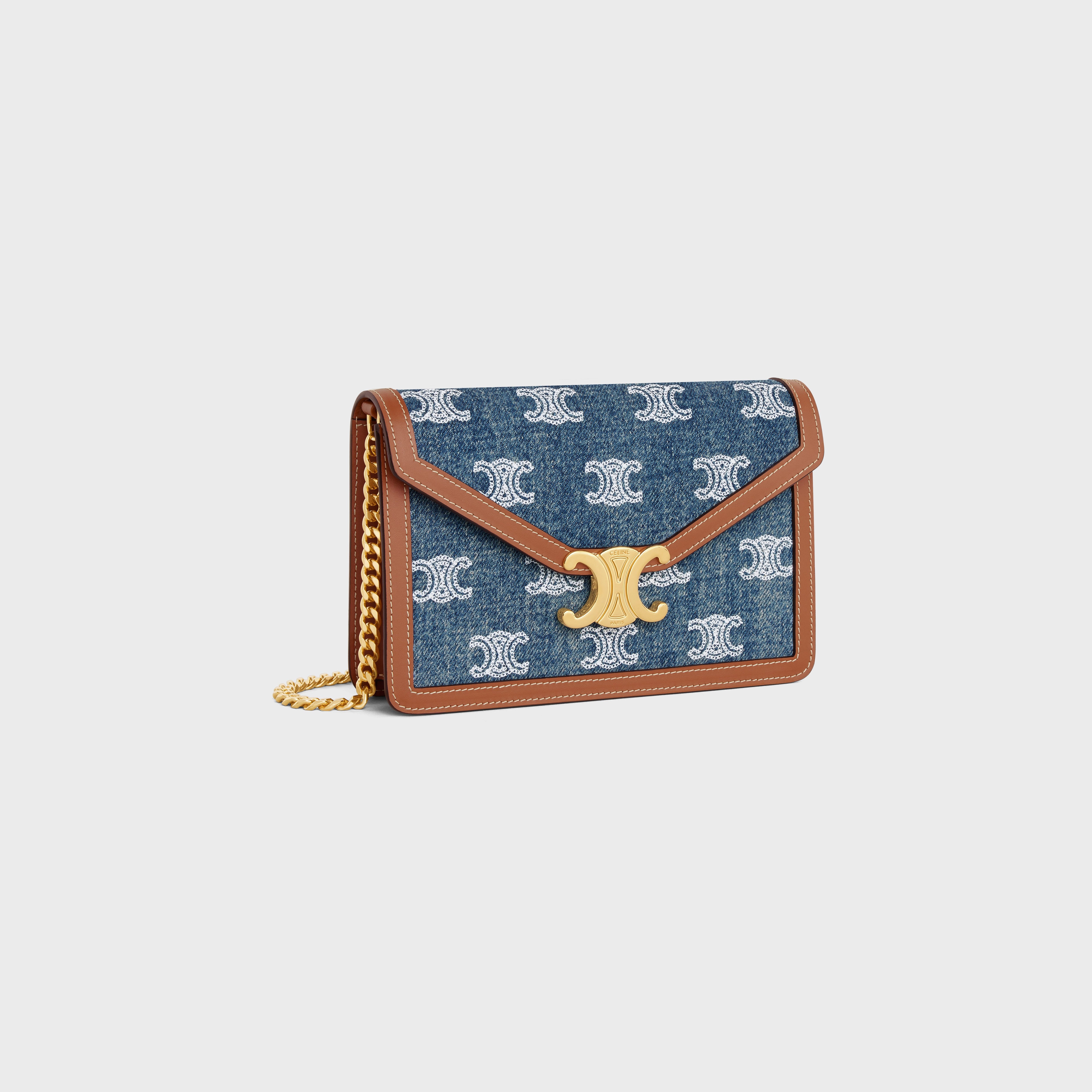 チェーンウォレット マーゴ / 全面CELINEトリオンフ刺繍入りデニム チェーンウォレット マーゴ / 全面CELINEトリオンフ刺繍入りデニム