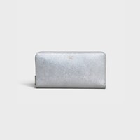 Large zipped wallet in Laminated grained calfskin - Silver - 390 RUE SAINT-HONORE - 1 | CELINE