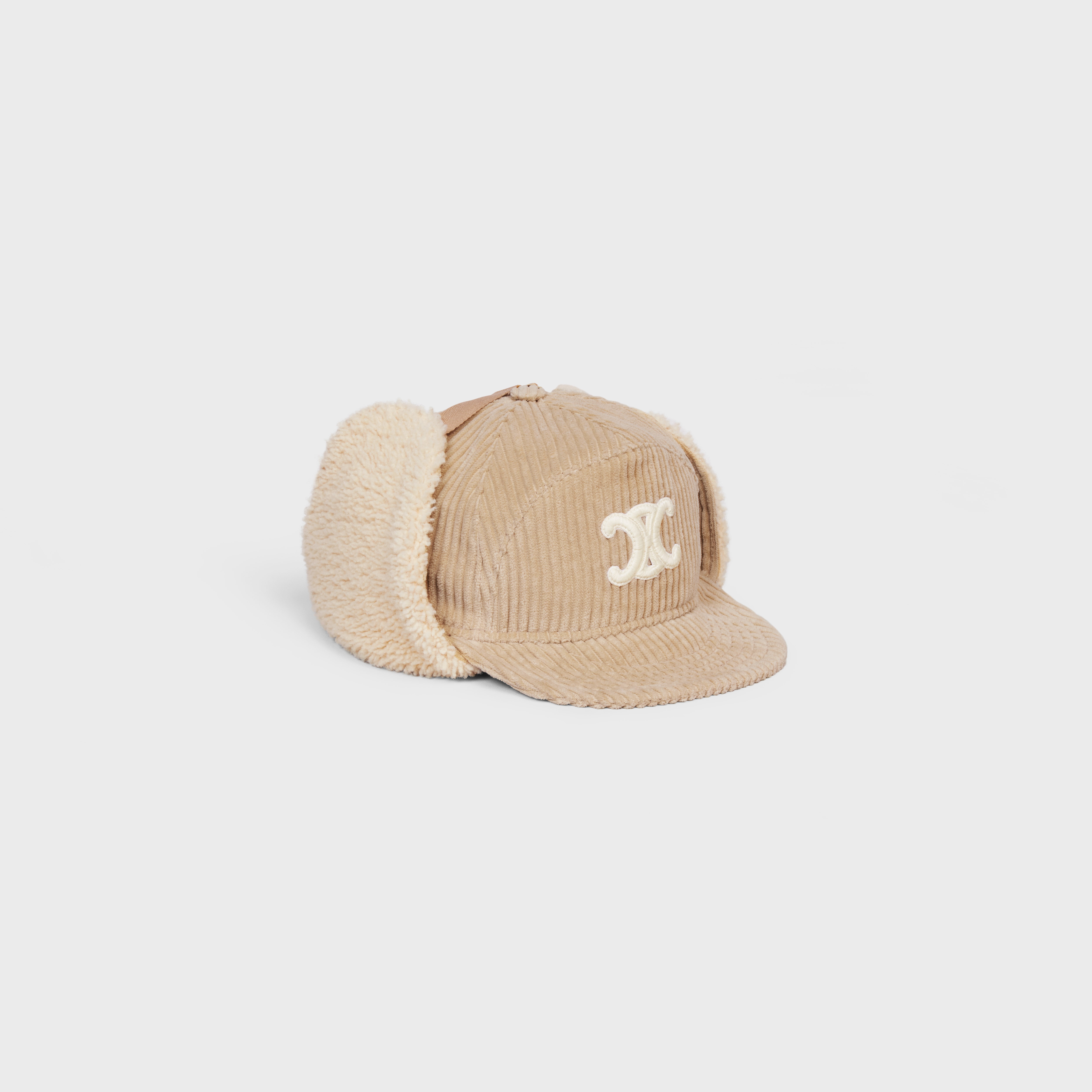 TRIOMPHE CHAPKA HAT IN VELVET Beige CELINE