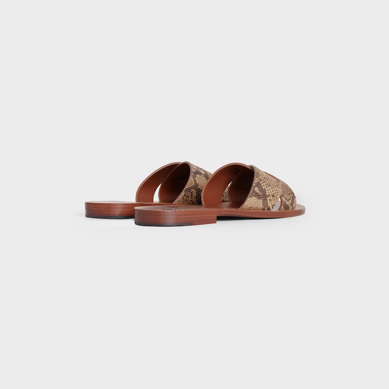 CELINE LERINS Criss cross slides in Metalized Python Stamped Sheepskin | CELINE