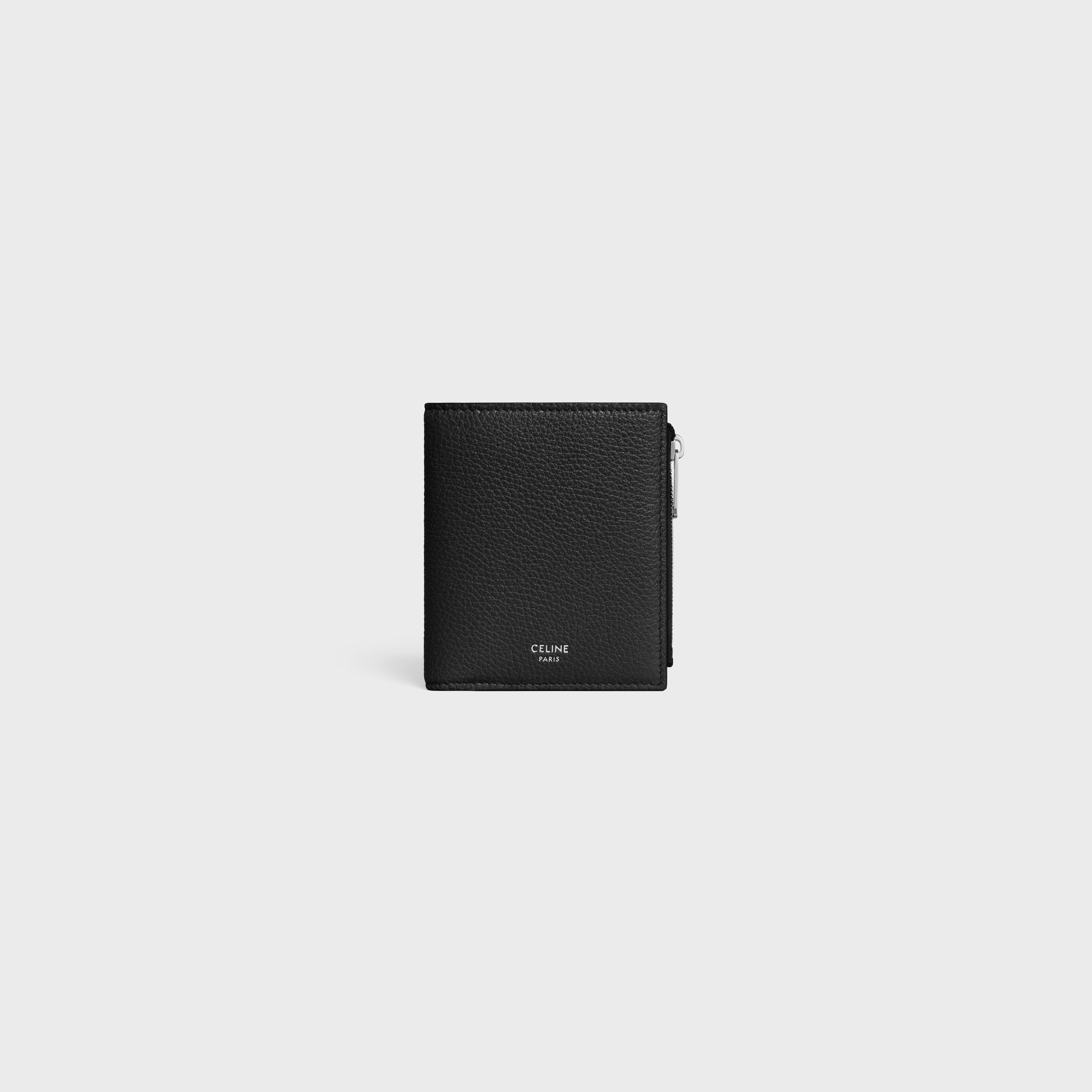 Compact Ring Frame Compact Wallet IN GRAINED CALFSKIN - BLACK | CELINE