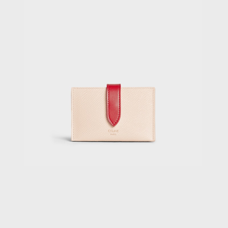 Bicolour Accordeon card holder in grained calfskin | CELINE