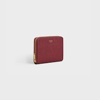 Cartera compacta de piel de becerro con textura granulada y cremallera - Burdeos Claro - 390 RUE SAINT-HONORE - 2 | CELINE