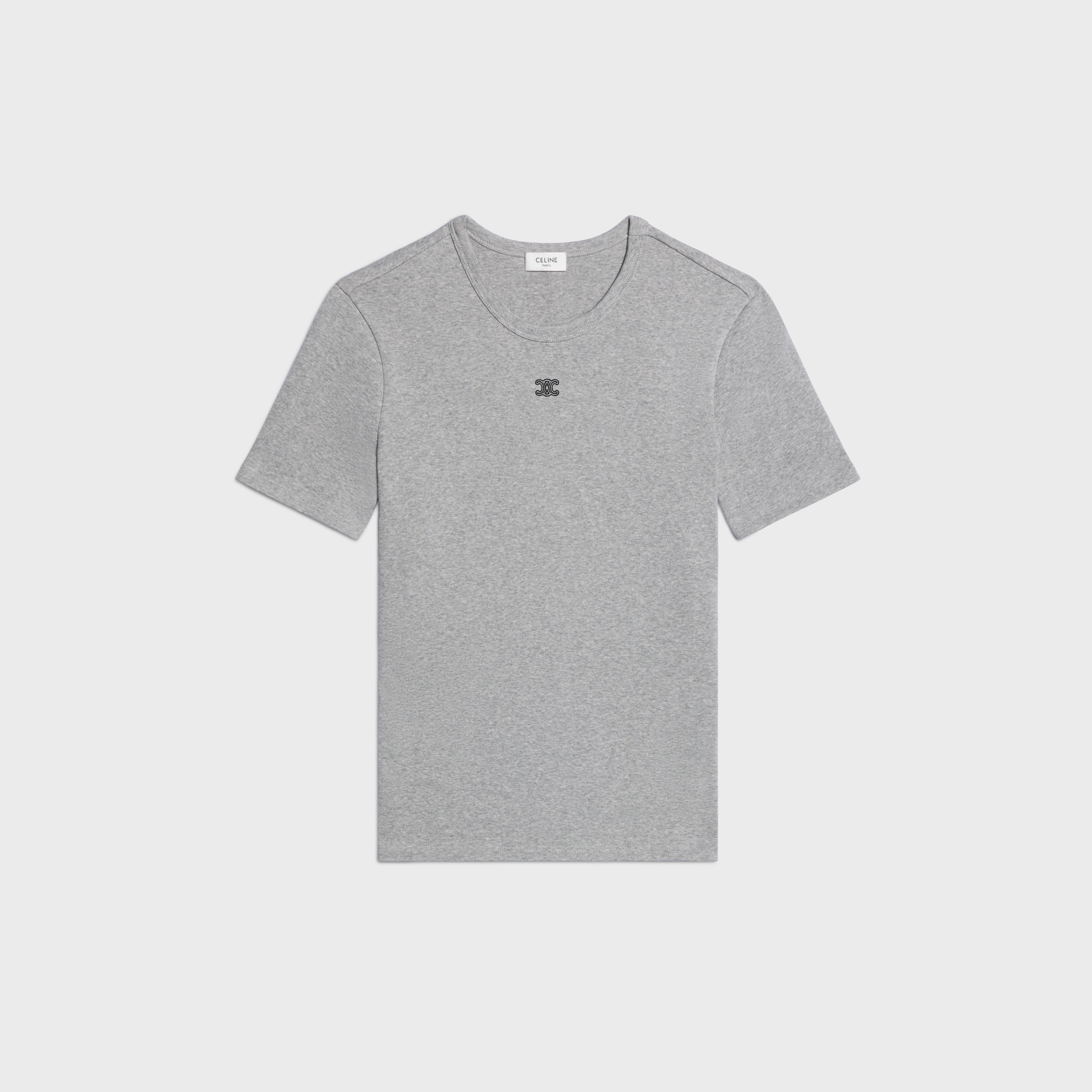 triomphe t-shirt IN RIBBED COTTON JERSEY - GREY MELANGE/BLACK | CELINE
