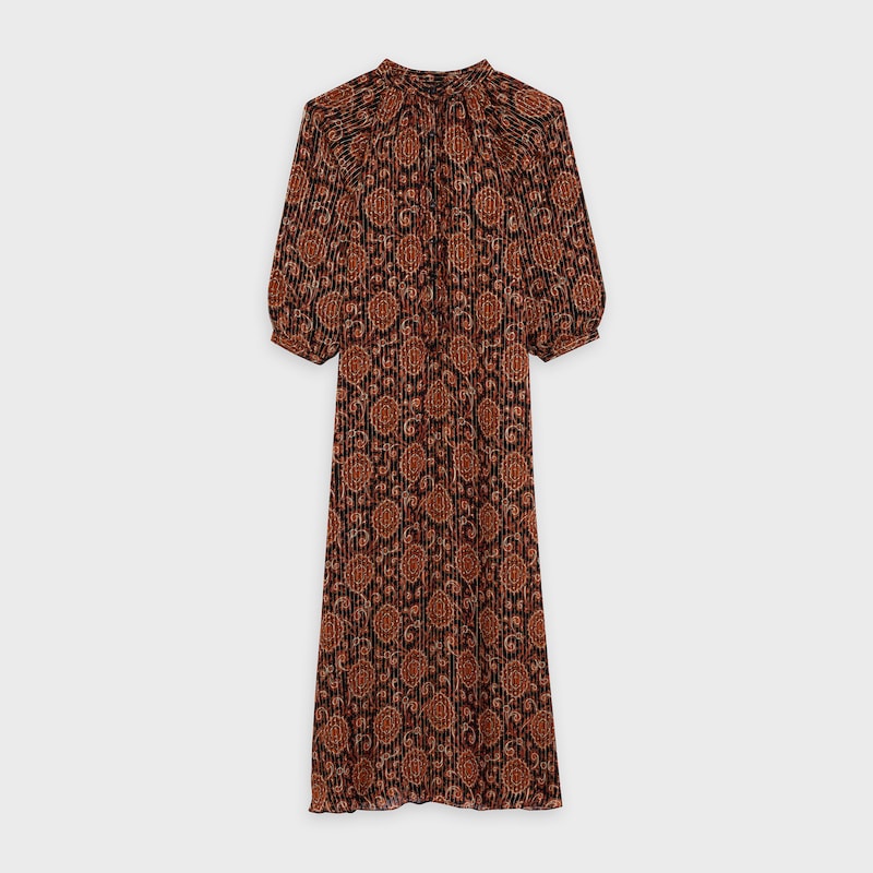 vestido folk de lamé de seda estampado - null | CELINE