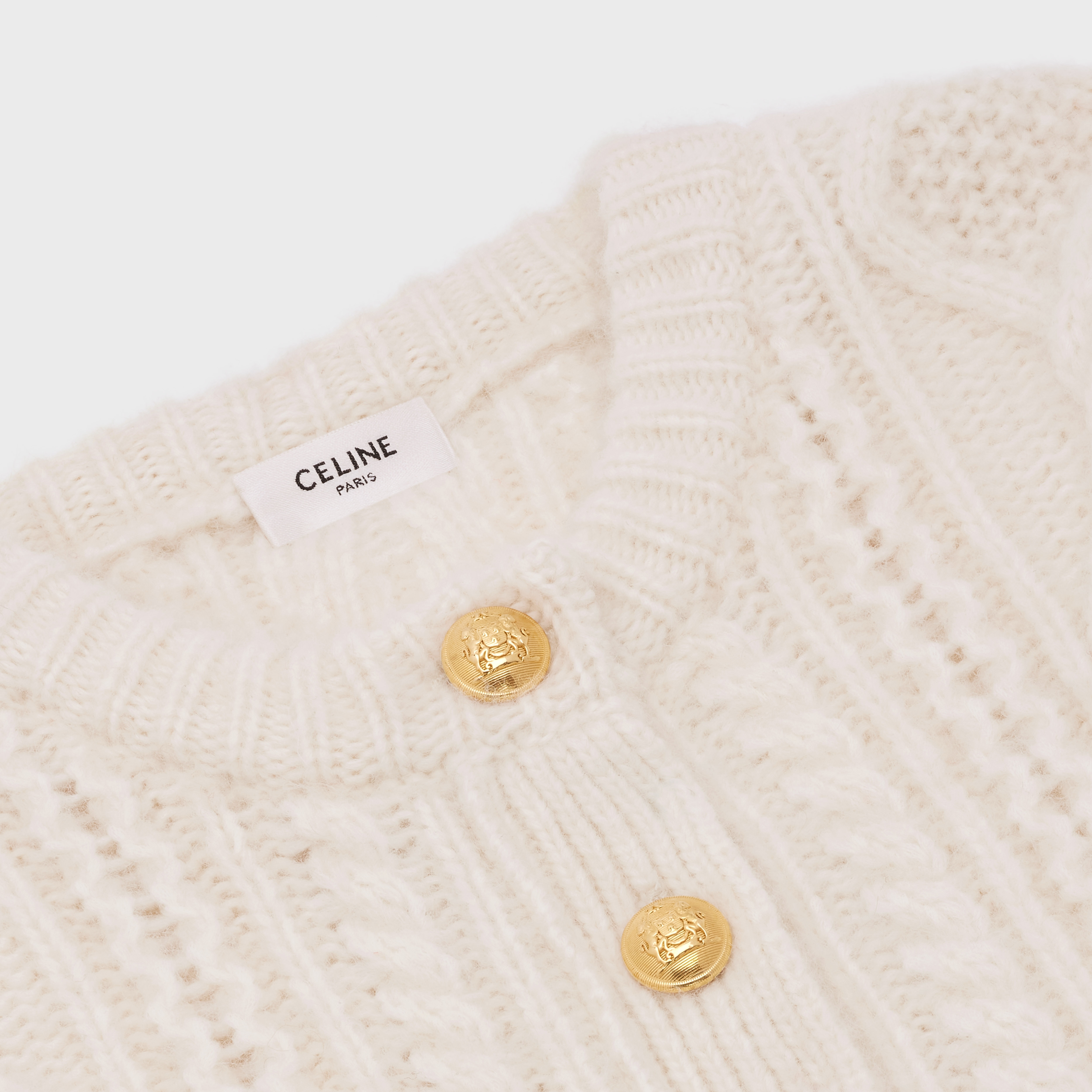 CARDIGAN IN ARAN ALPACA WOOL - Off 