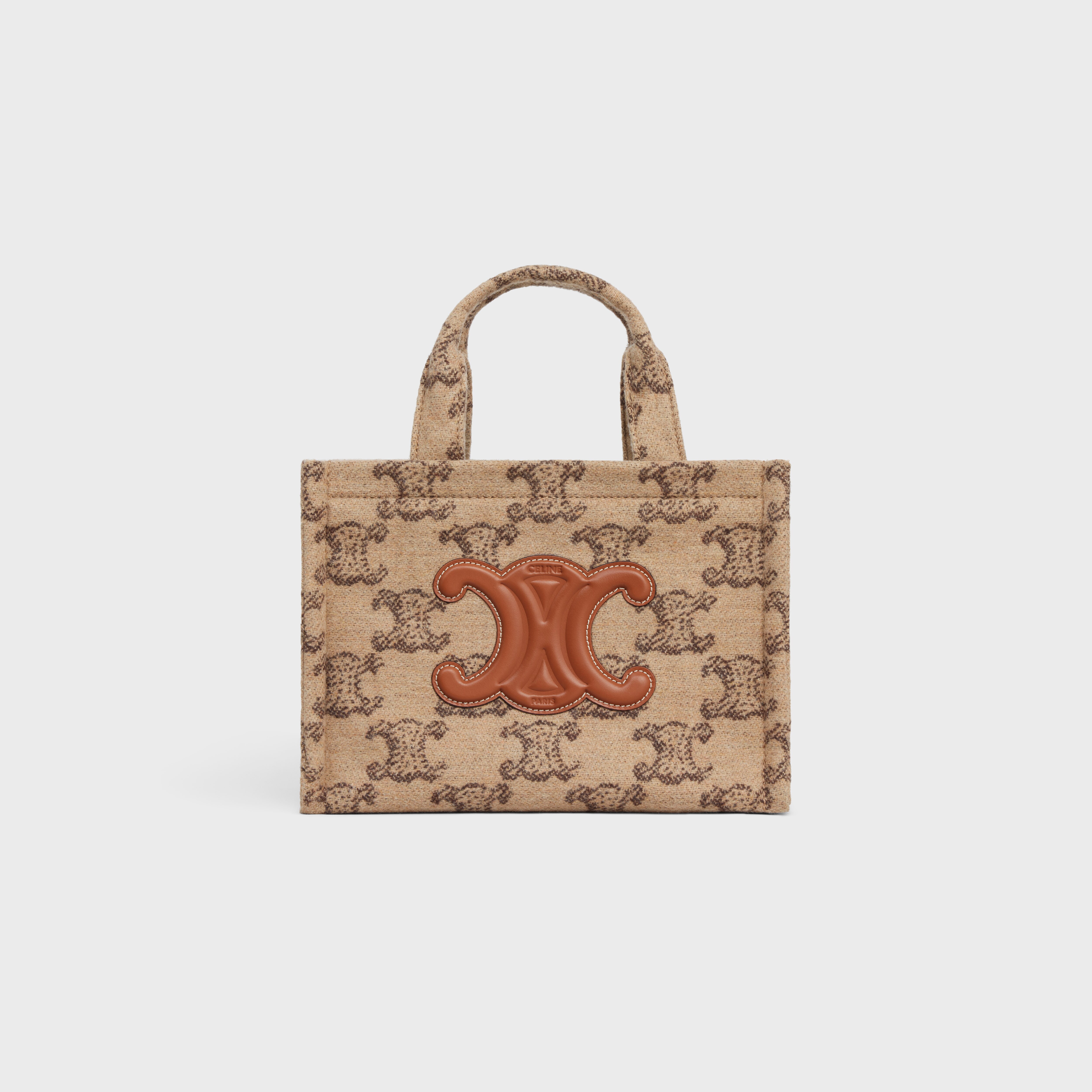 Celine Horizontal Cabas Bag In Textile With Logo Print in Natural