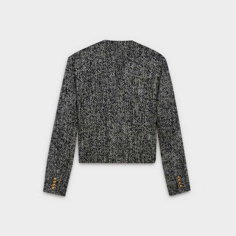 crew neck jacket in basketweave wool - null | CELINE