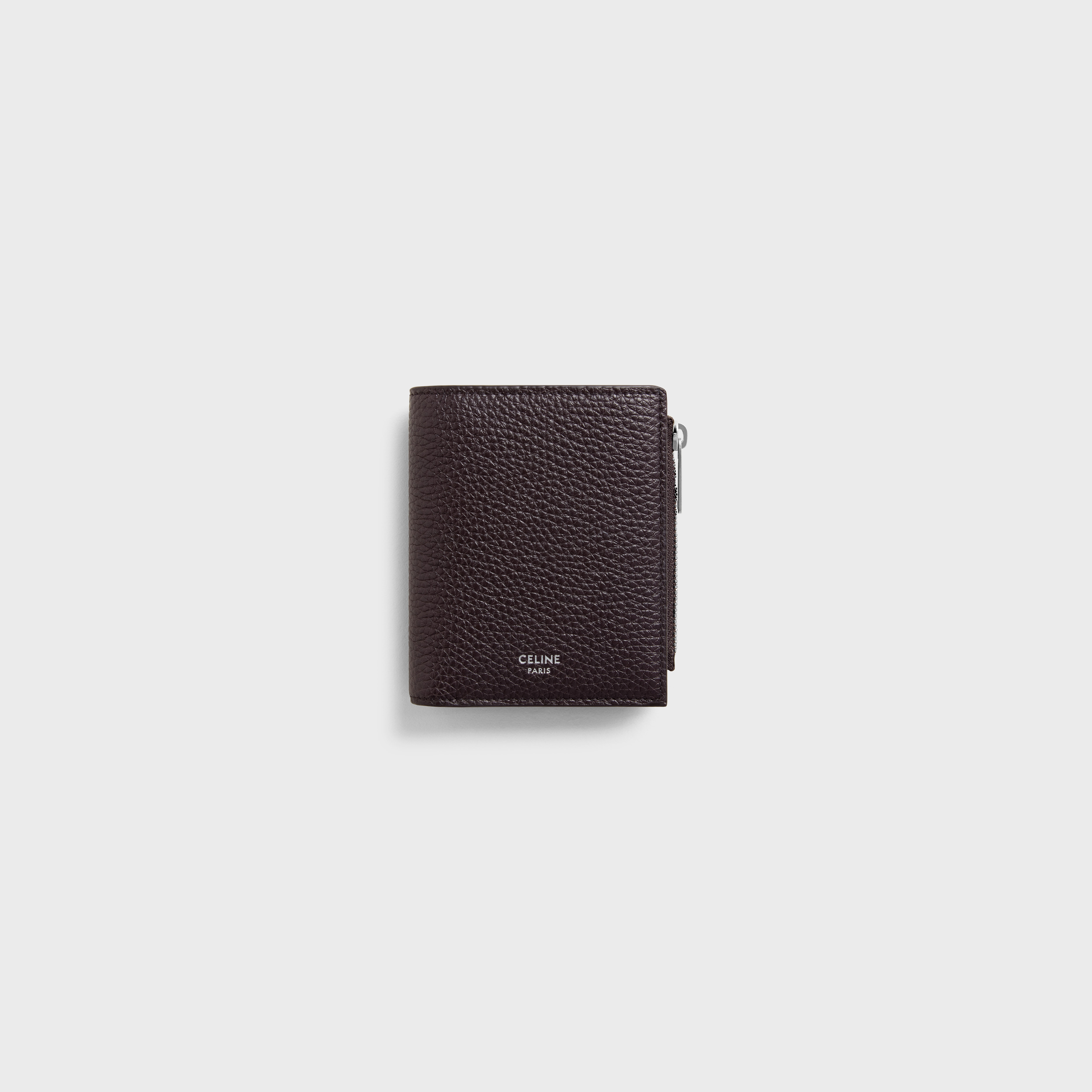 Compact Ring Frame Compact Wallet IN GRAINED CALFSKIN - ESPRESSO | CELINE