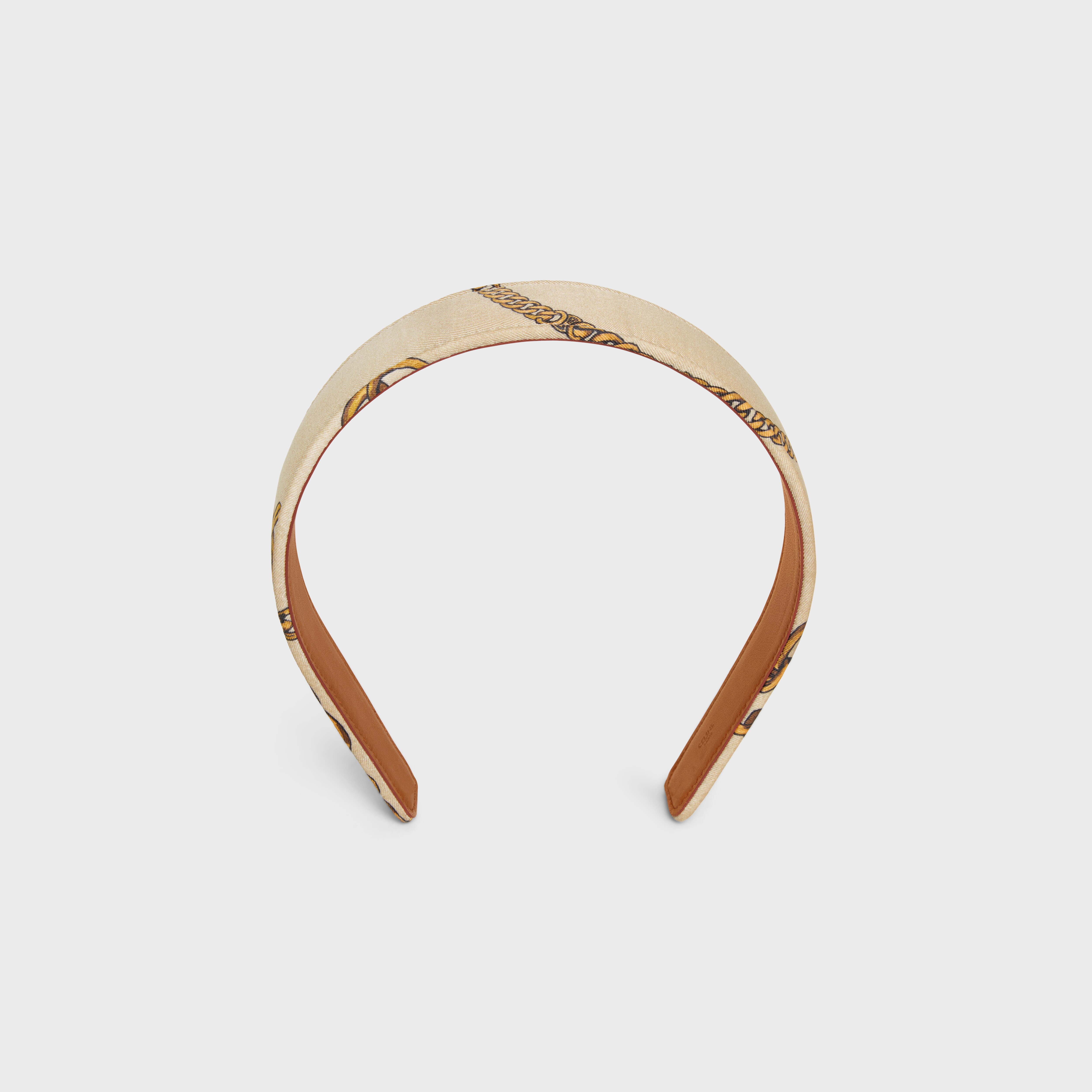 Celine Raffia Headband Celine Headband in Calfskin and Brass with Gold Finish - TAN  main image 3