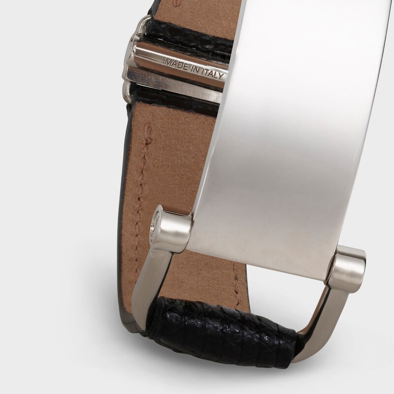 Celine Plaque Bracelet in Lizard and Brass with Rhodium finish - null ...
