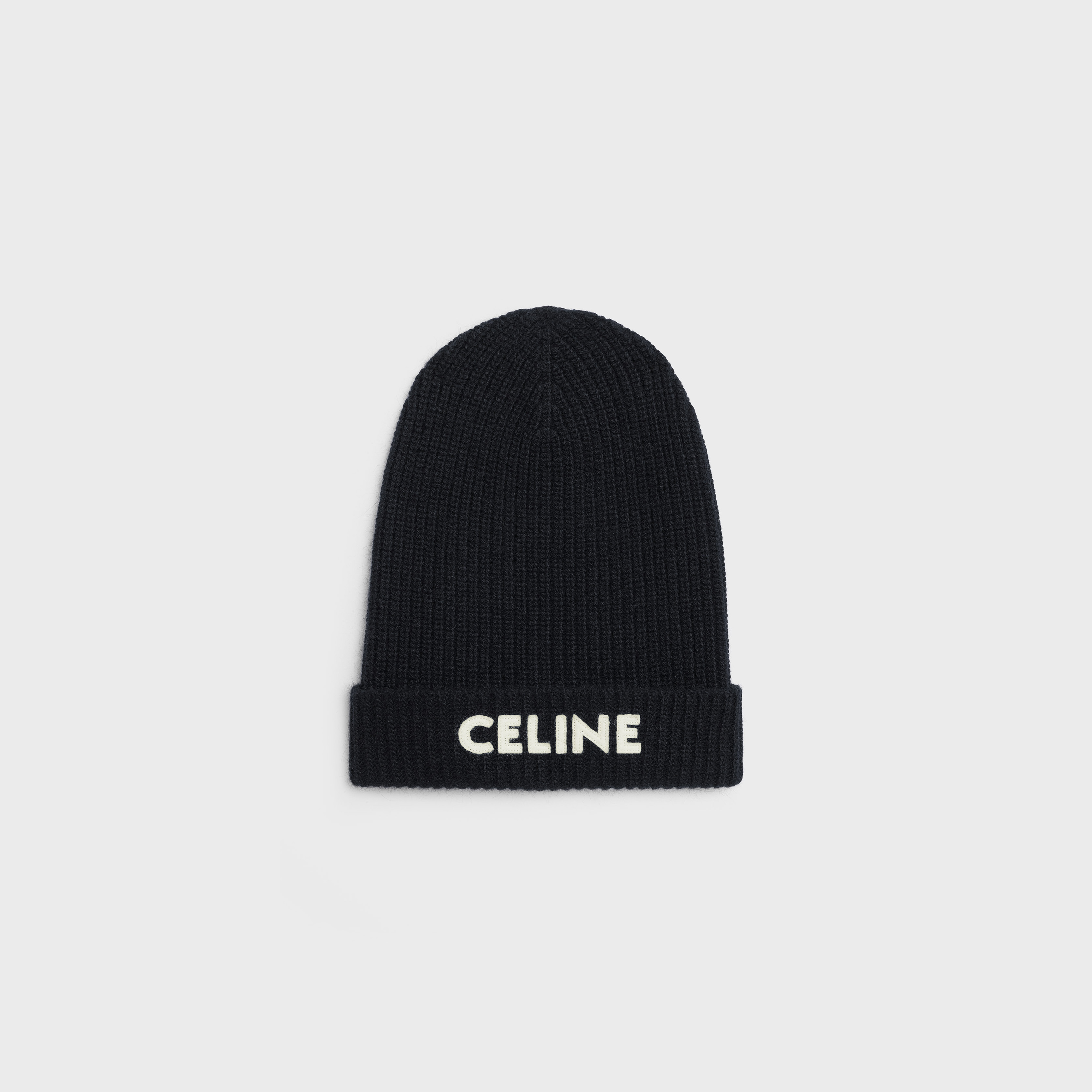 【美品】CELINE BEANIE IN RIBBED WOOL CELINE BEANIE IN RIBBED WOOL - BLACK | CELINE