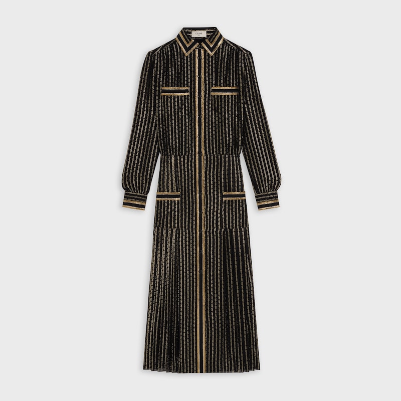 shirt dress in 'triomphe' silk lamé | CELINE