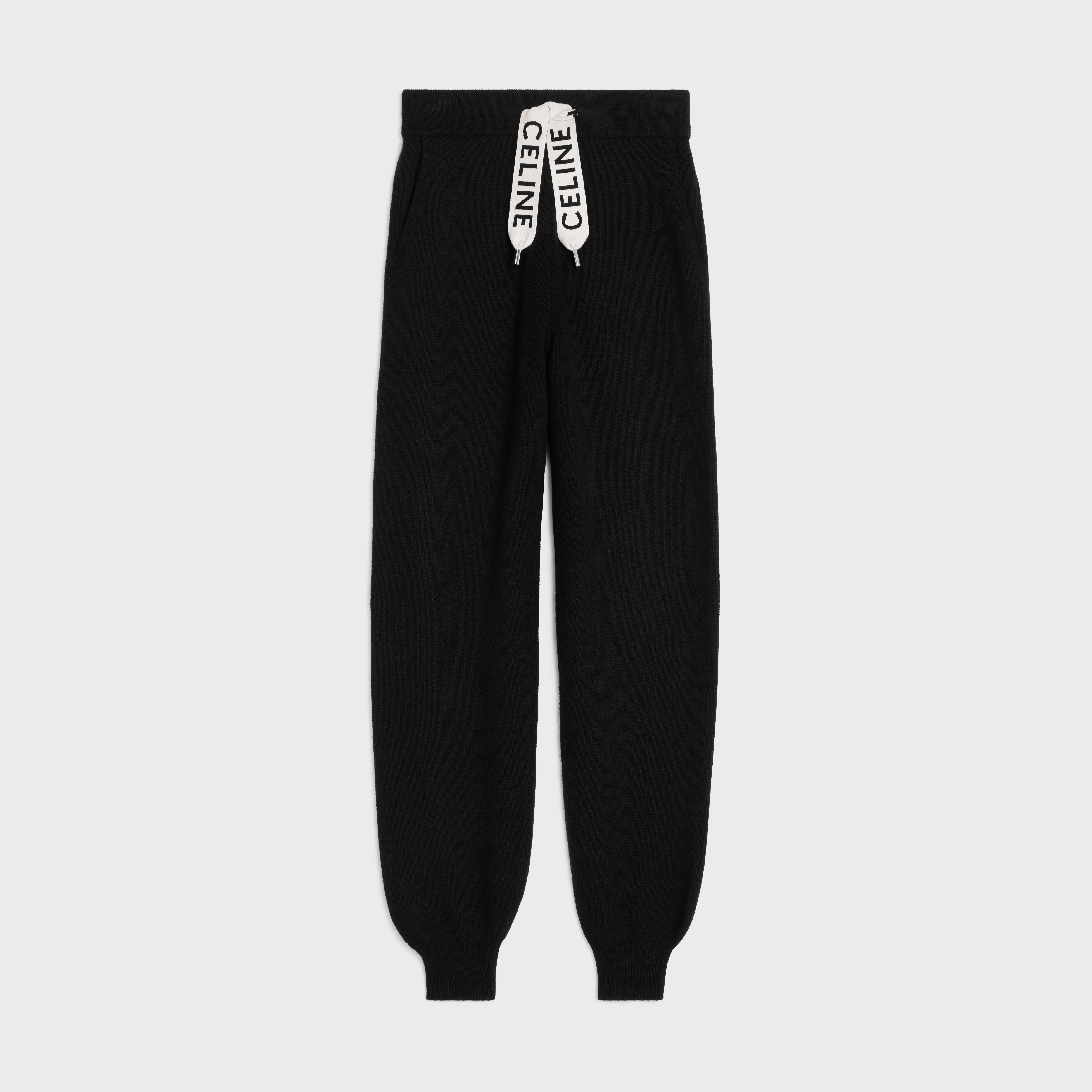 Celine track pants in cashmere wool - Black | CELINE