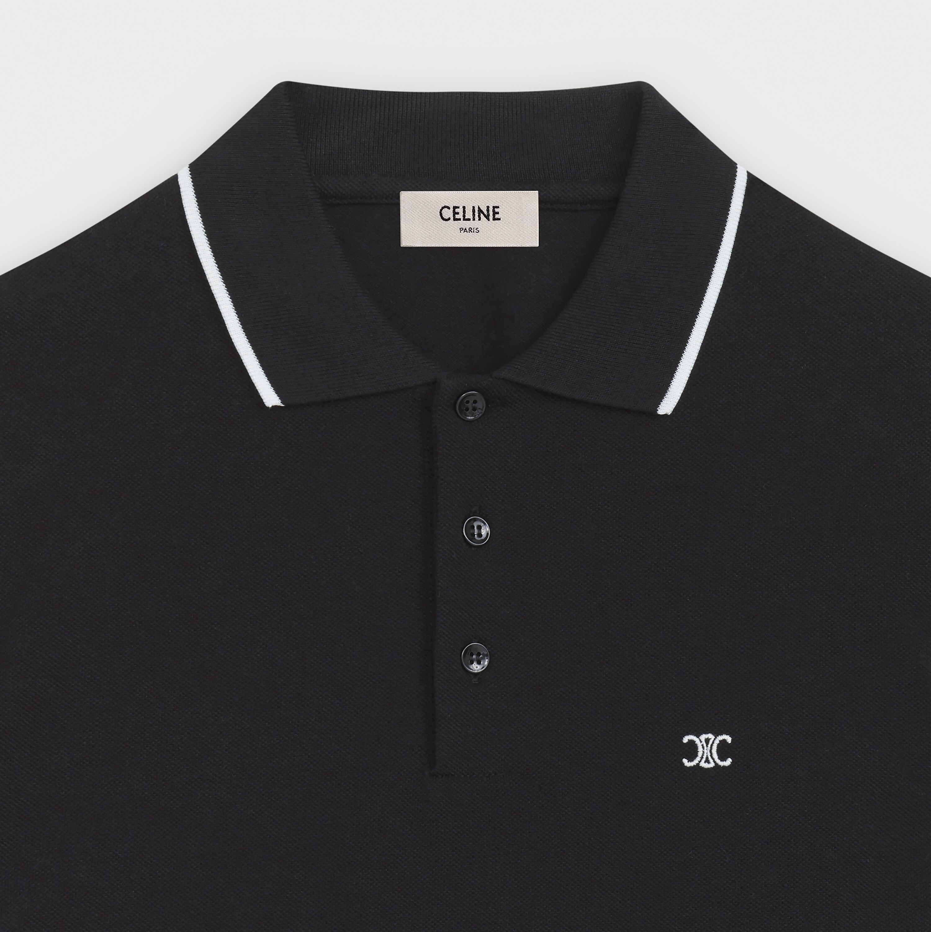 triomphe' polo in cotton piqué - null | CELINE