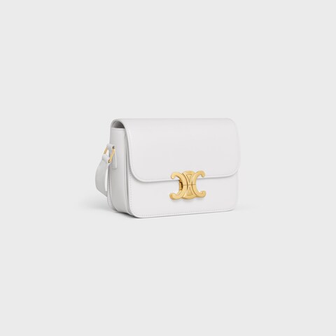 TRIOMPHE SHINY CALFSKIN HANDBAG 18 WHITE