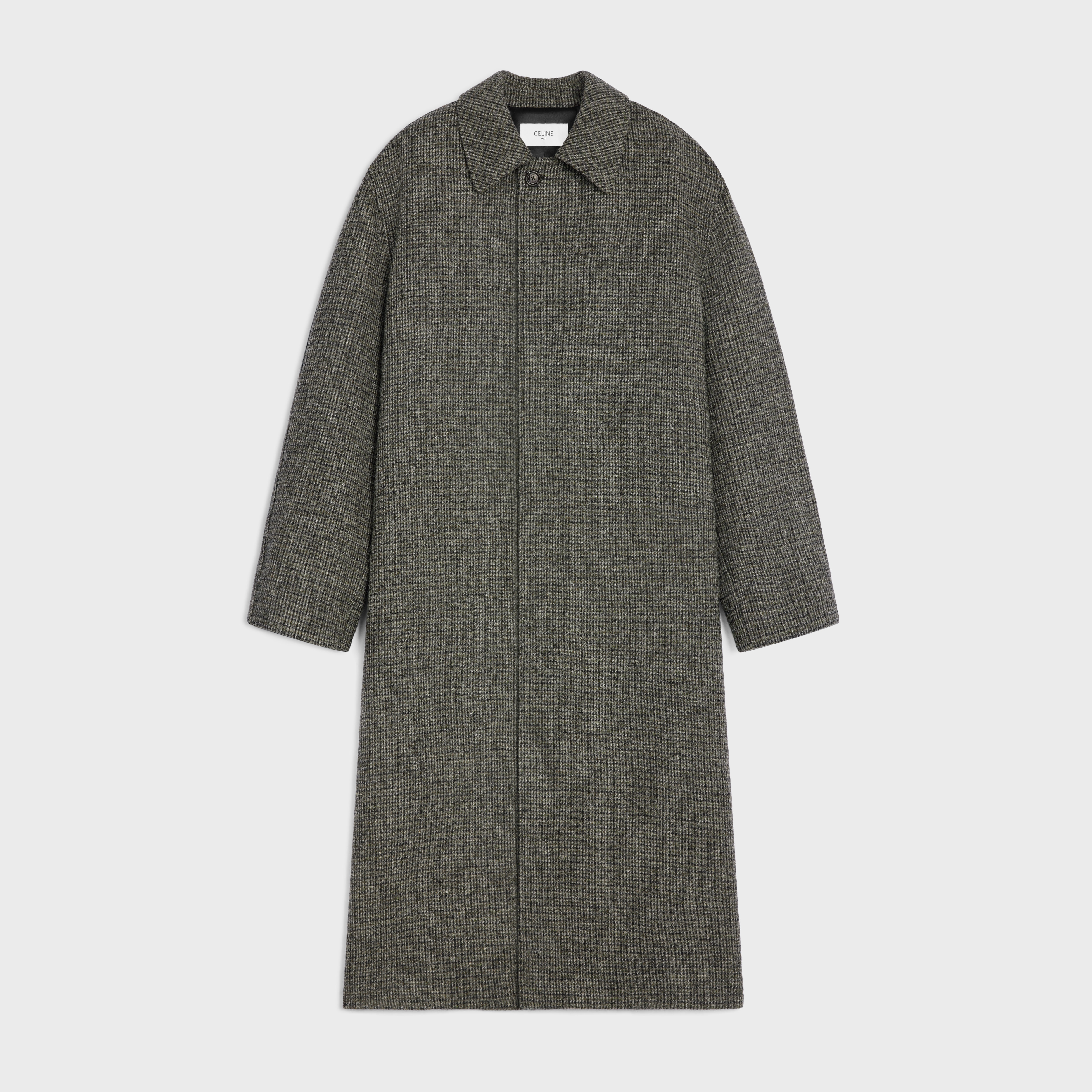 mac coat IN CHECKED WOOL TWEED - Gris/Militaire | CELINE