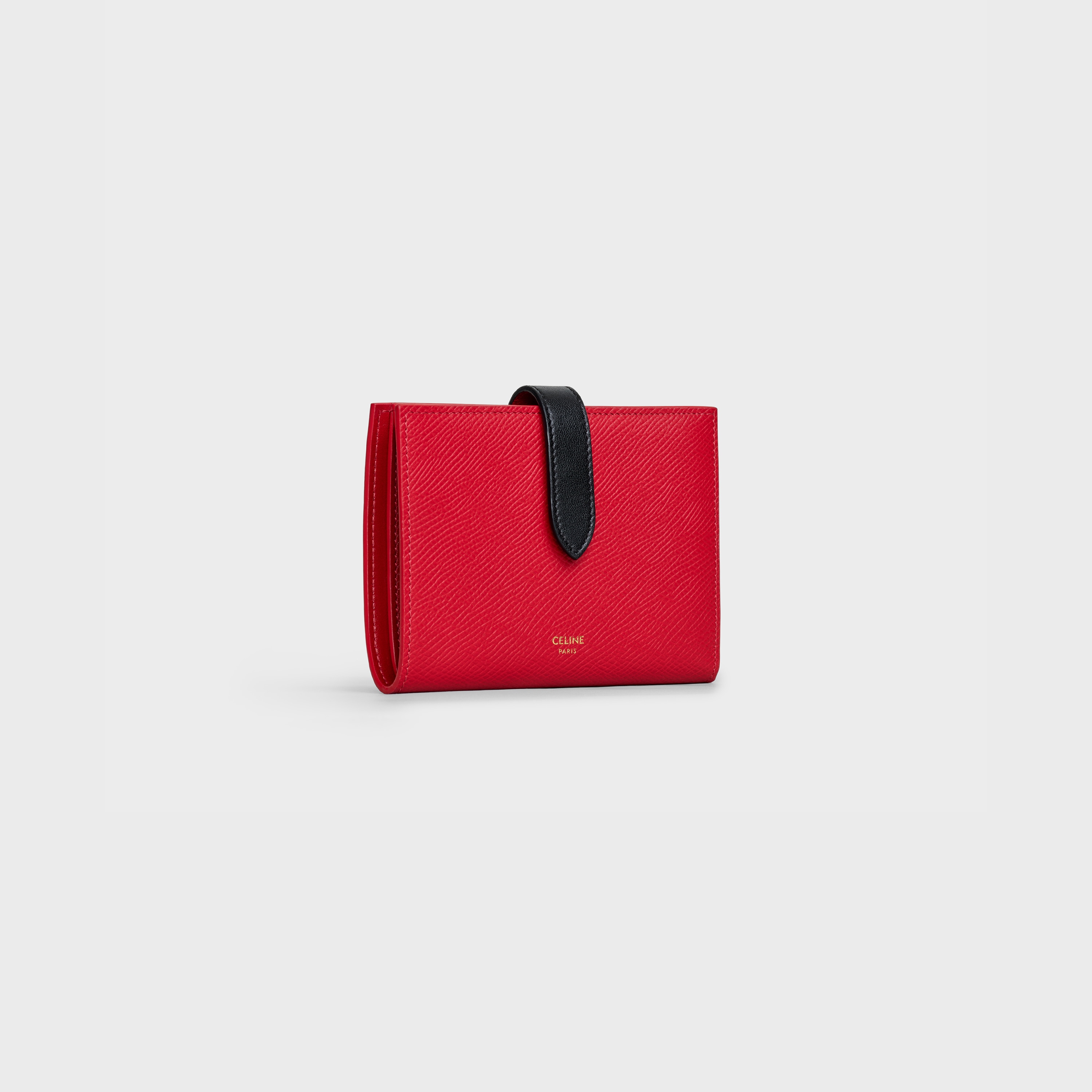small strap wallet in bicolour grained calfskin