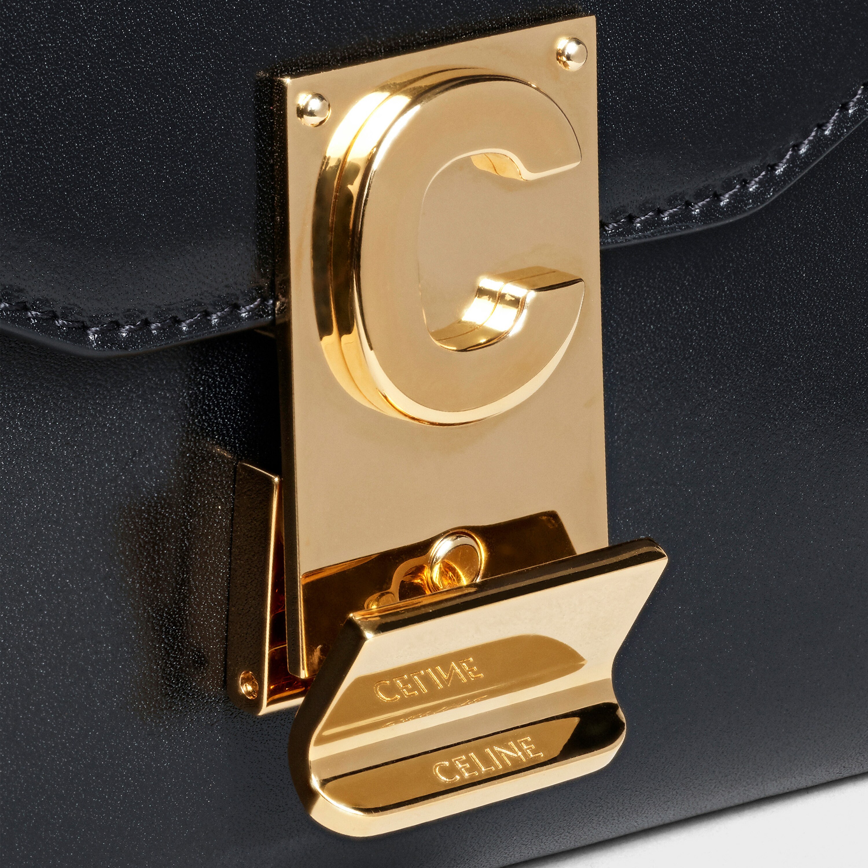 Medium C Bag in shiny calfskin Black Official website CELINE