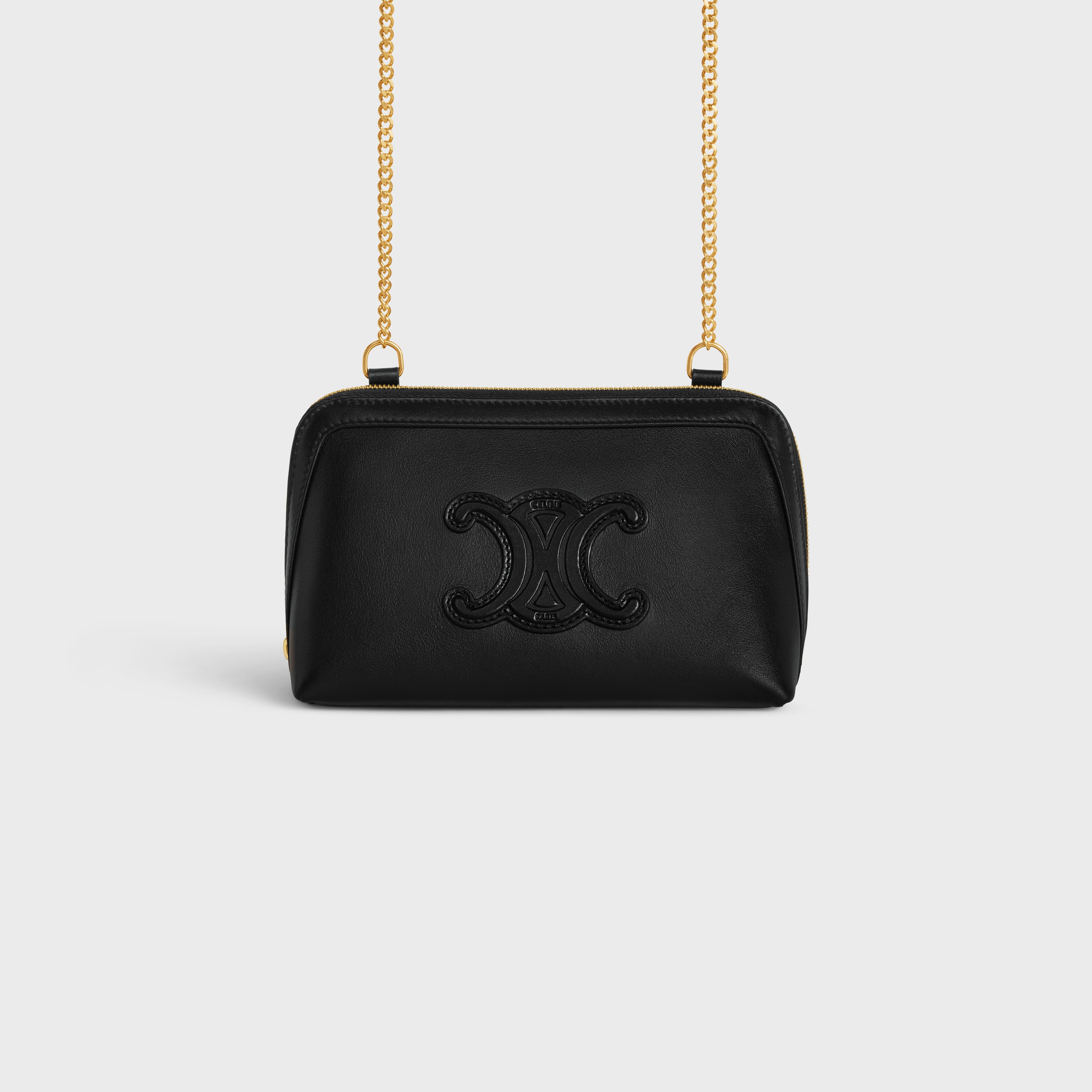 CELINE CLUTCH ON CHAIN CUIR TRIOMPHE IN SMOOTH CALFSKIN BLACK