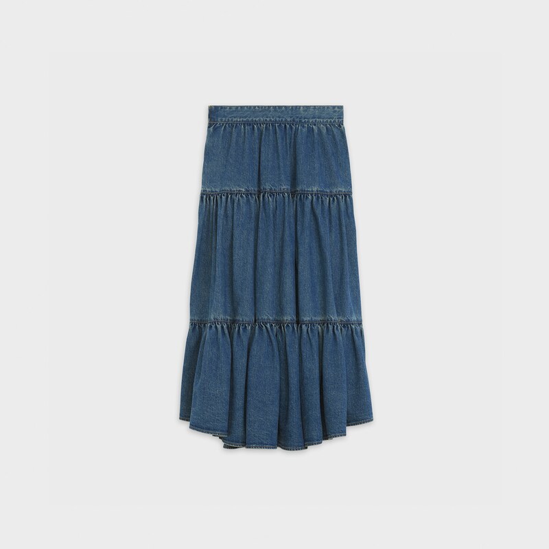 midi prairie skirt in lightweight denim | CELINE